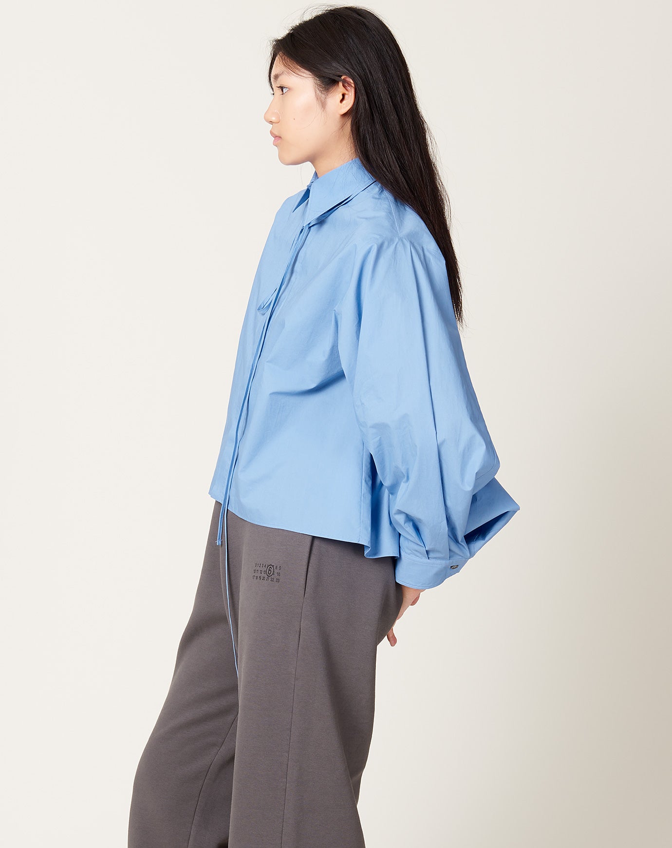 MM6 Convertible Collar Shirt in Iris Blue