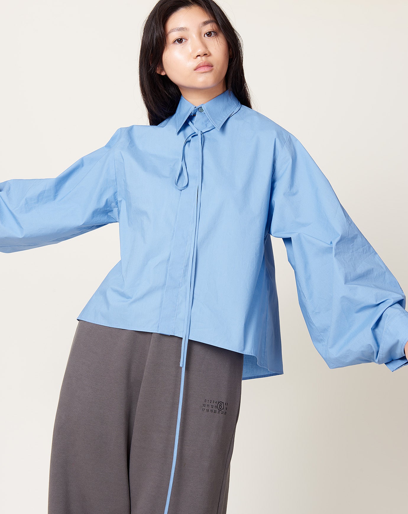 MM6 Convertible Collar Shirt in Iris Blue