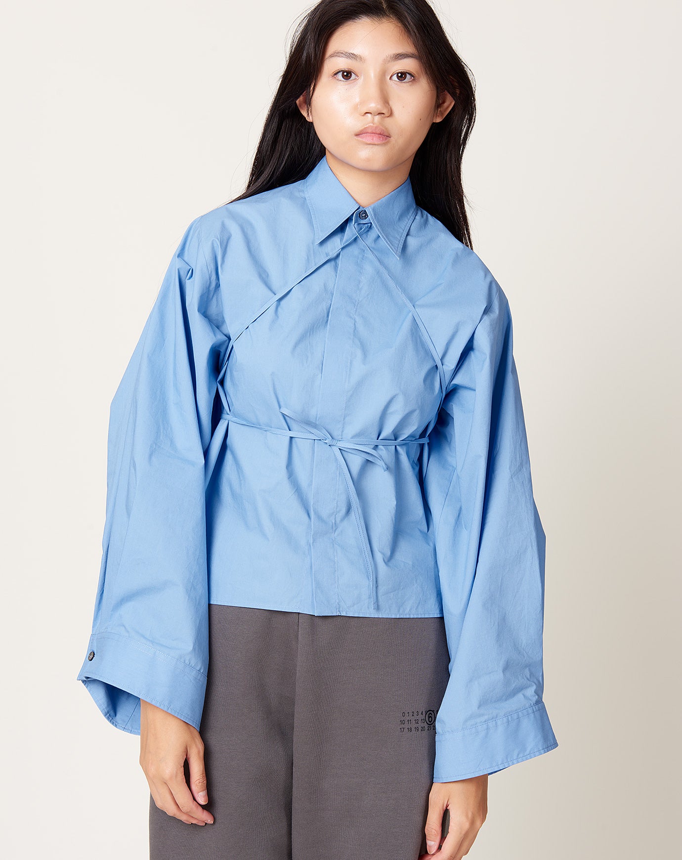 MM6 Convertible Collar Shirt in Iris Blue