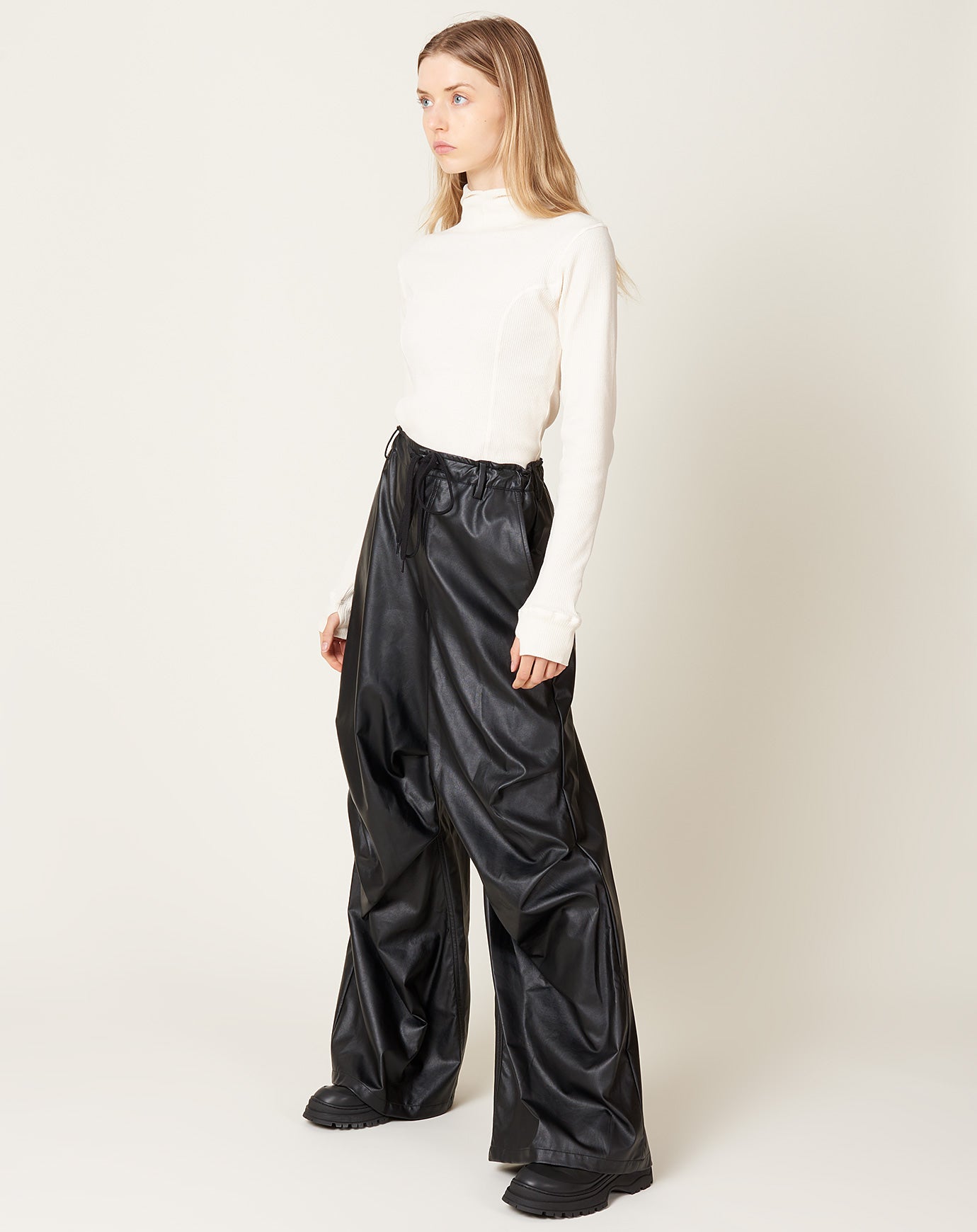 MM6 Faux Leather Trouser in Black