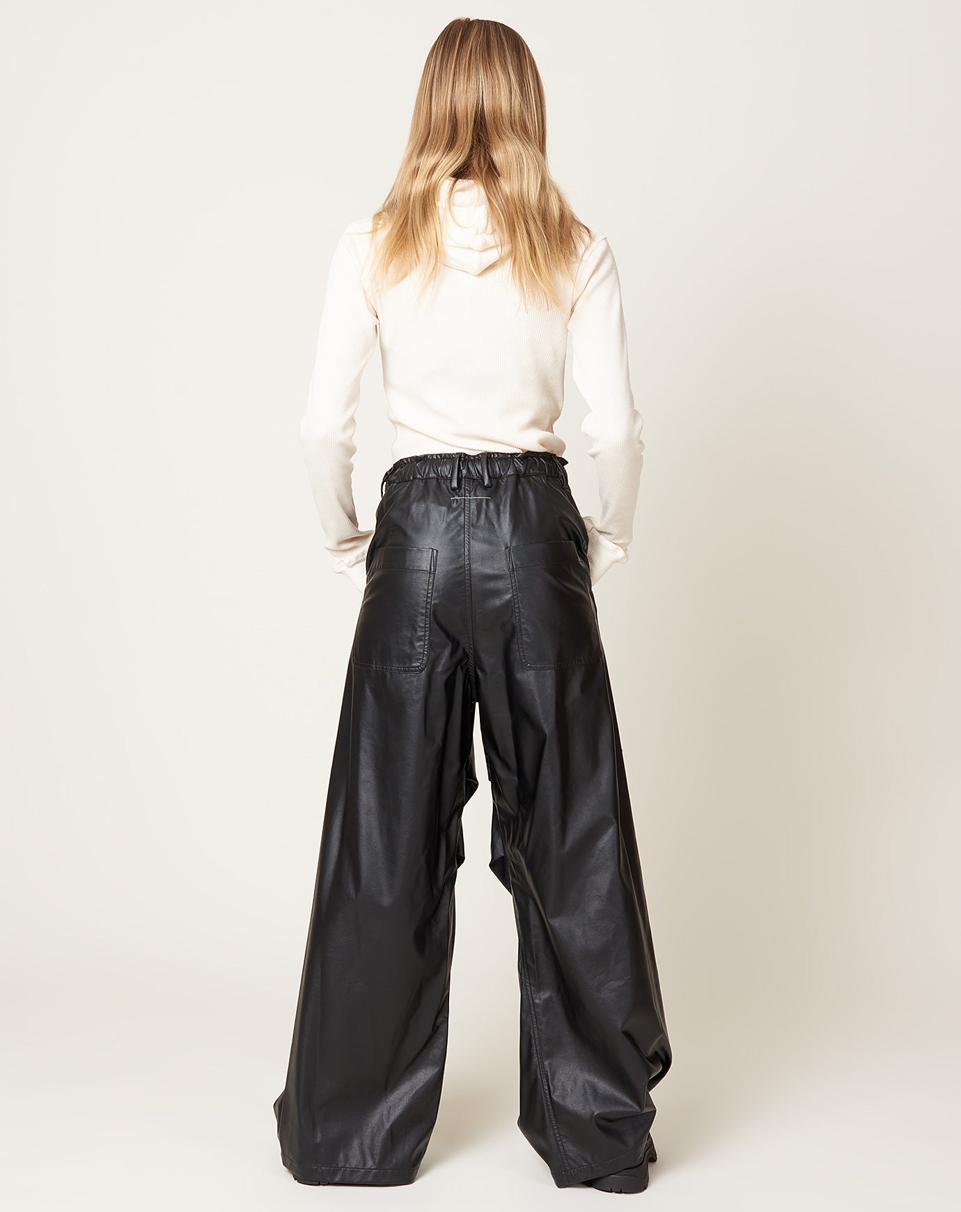 MM6 Faux Leather Trouser in Black