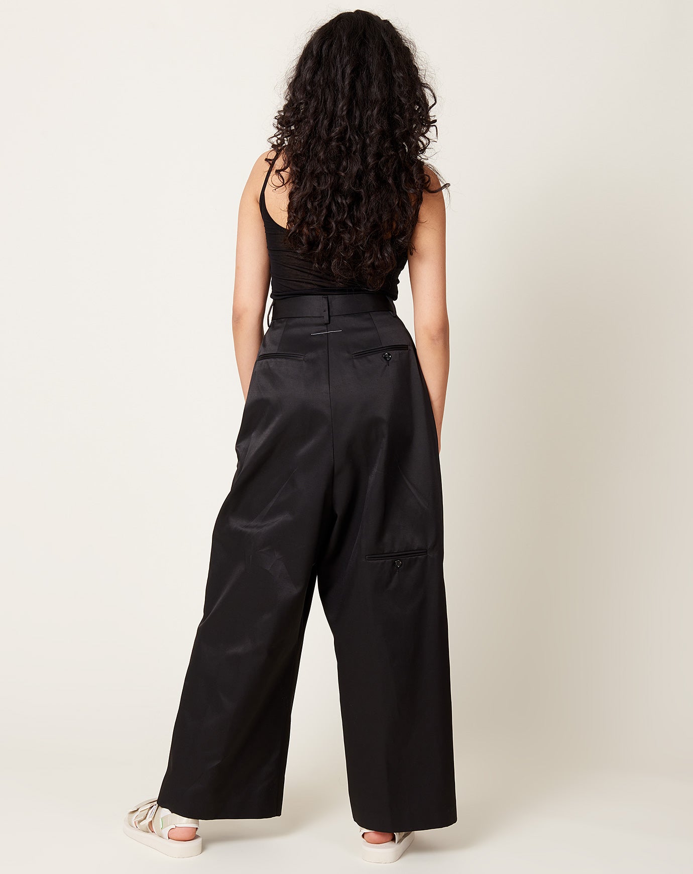 MM6 High Waisted Wide Leg Trousers in Black