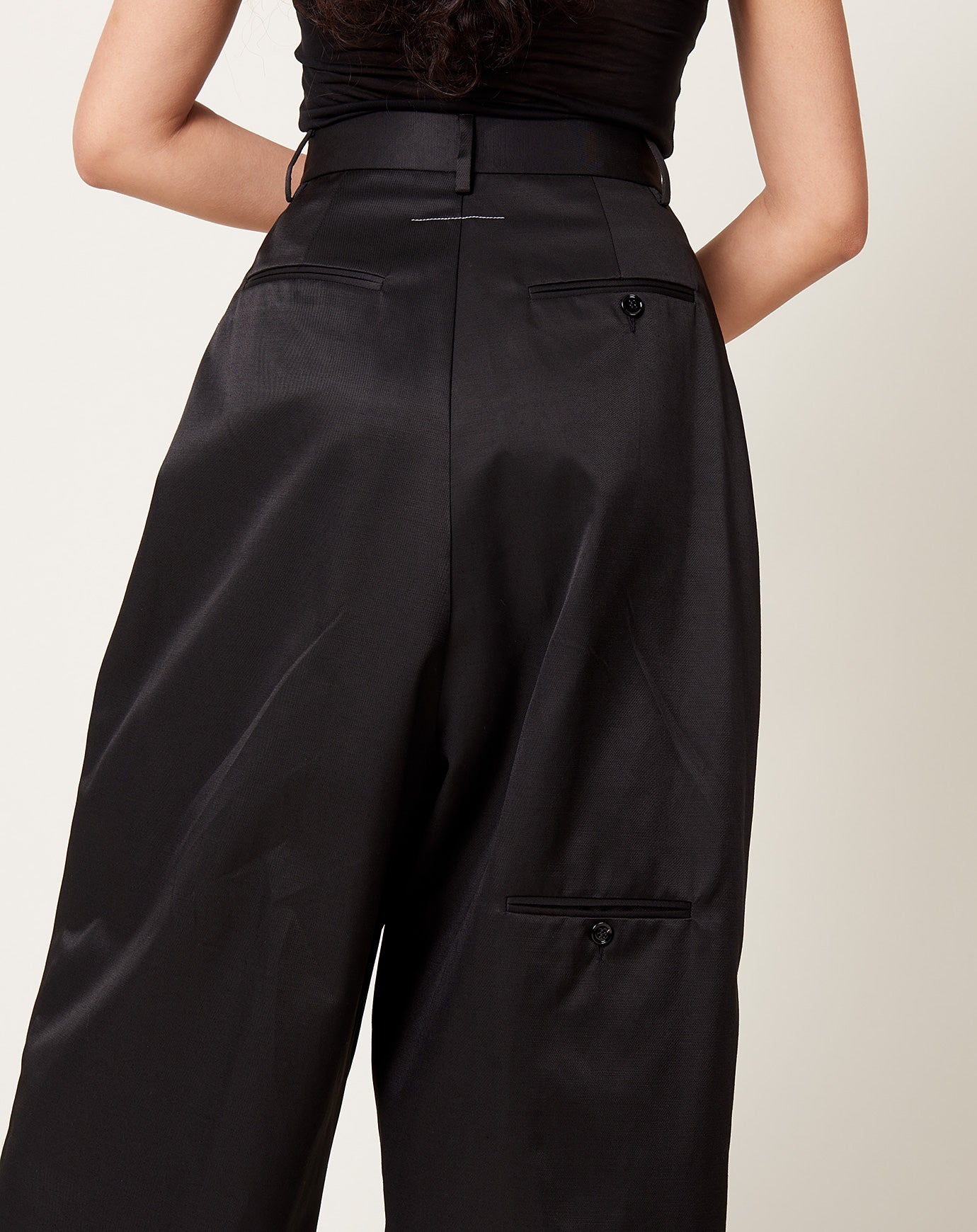 MM6 High Waisted Wide Leg Trousers in Black