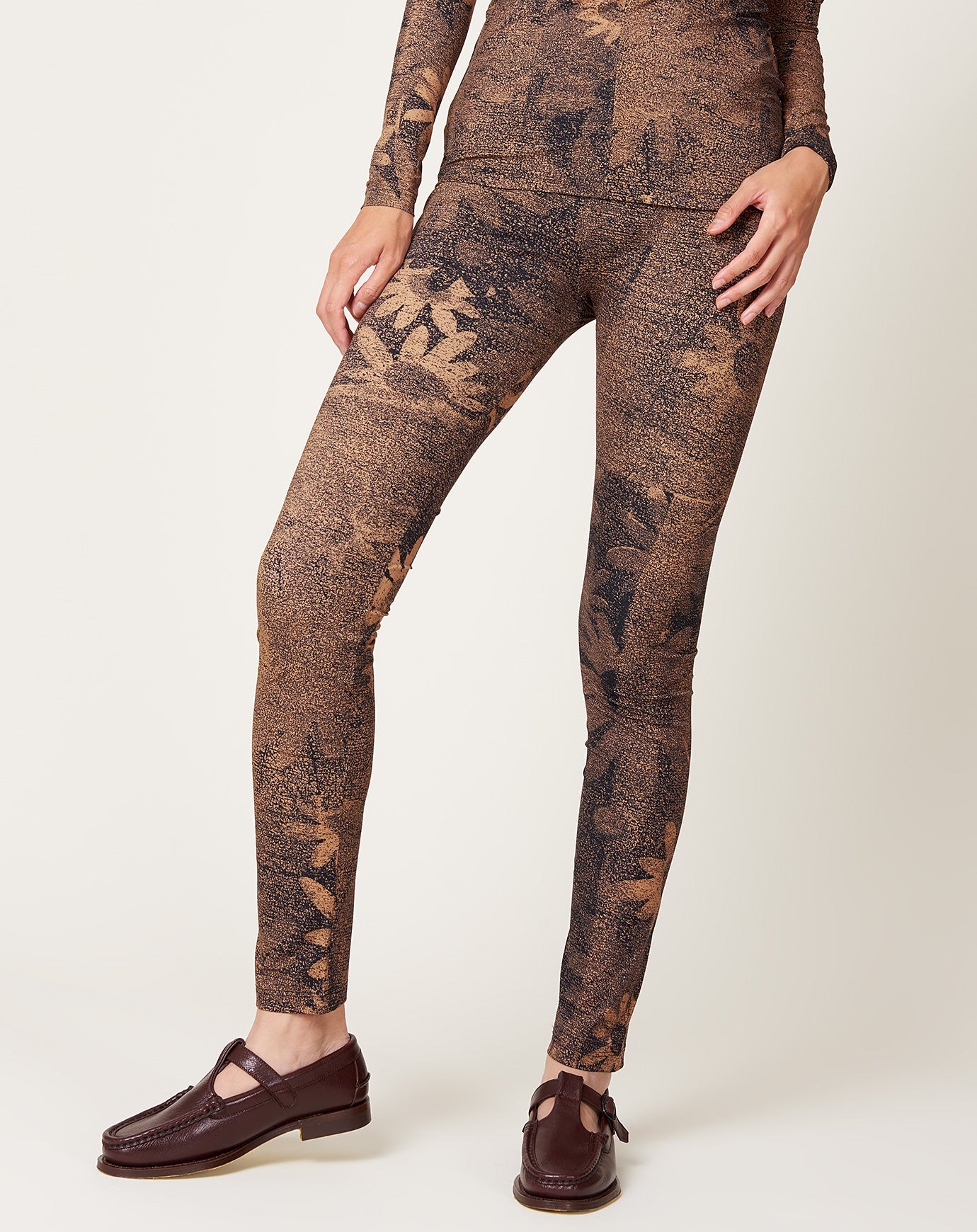 MM6 Legging in Tan Black Floral Print