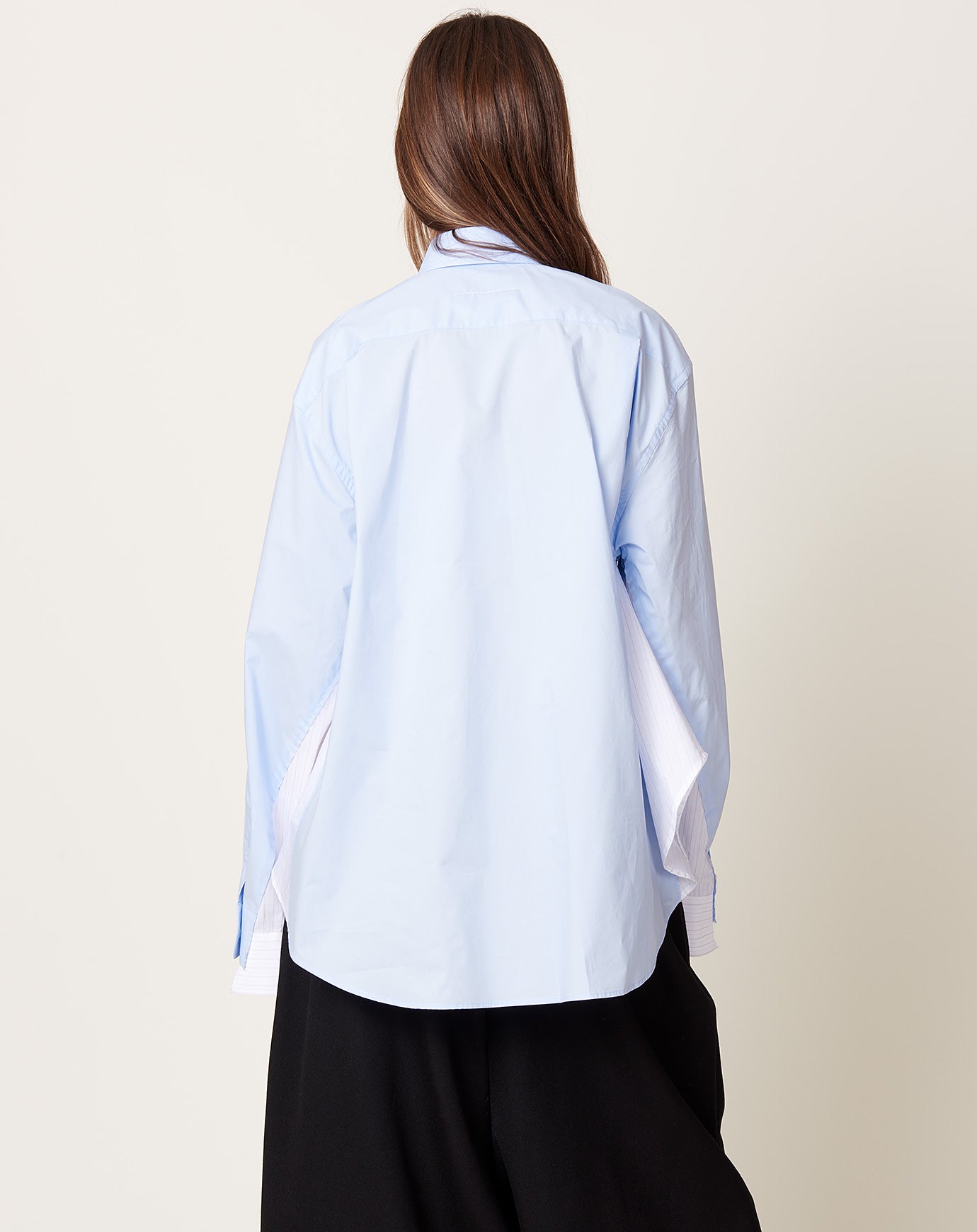 MM6 Pintstripe Panel Shirt in Light Blue