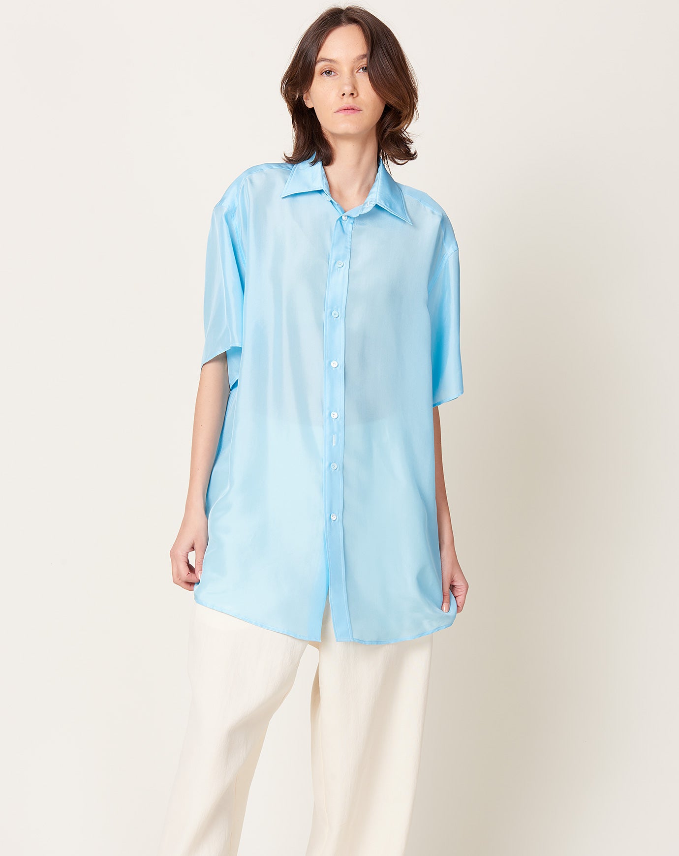 MM6 Silk Shirt in Turquoise