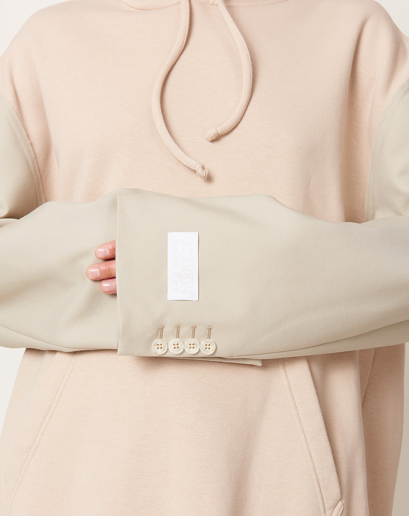 MM6 Sweatshirt with Suit Sleeves in Beige and Stone