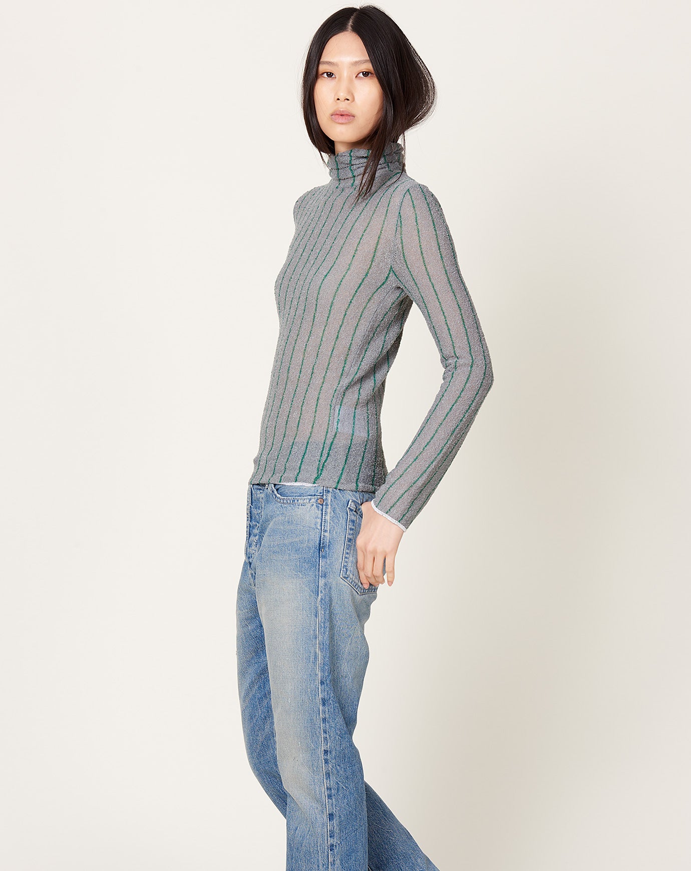  MM6 Turtleneck Pullover in Grey Green