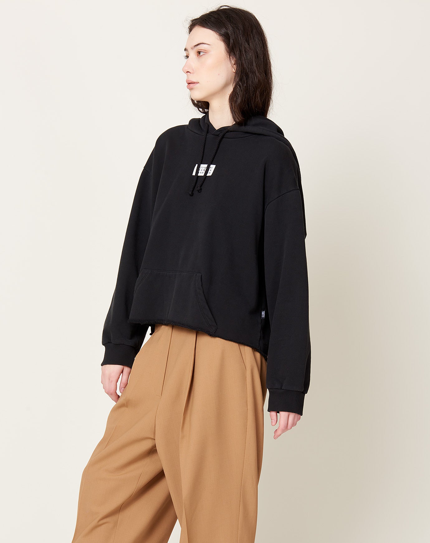 MM6 Unbrushed Hooded Sweatshirt in Black