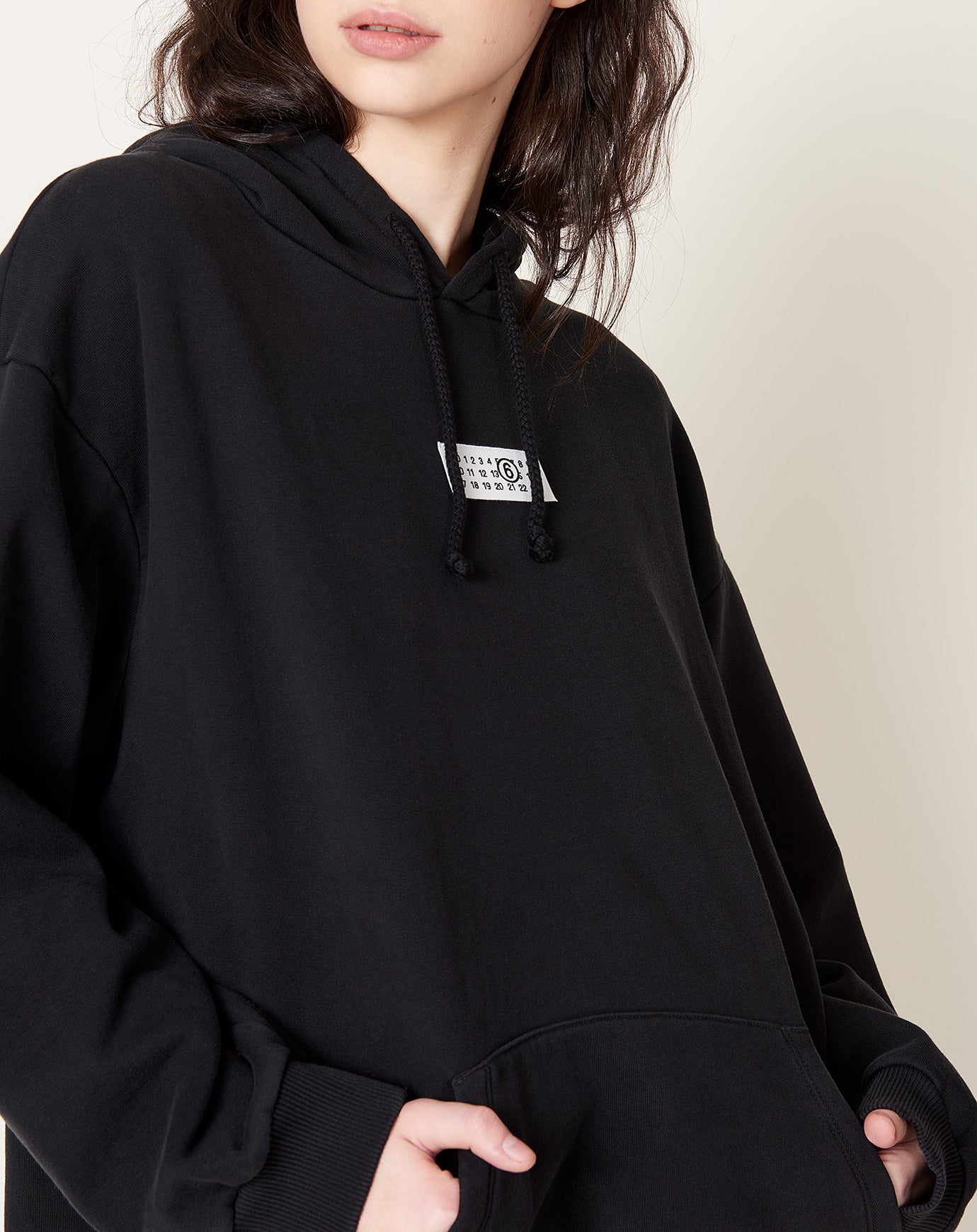 MM6 Unbrushed Hooded Sweatshirt in Black