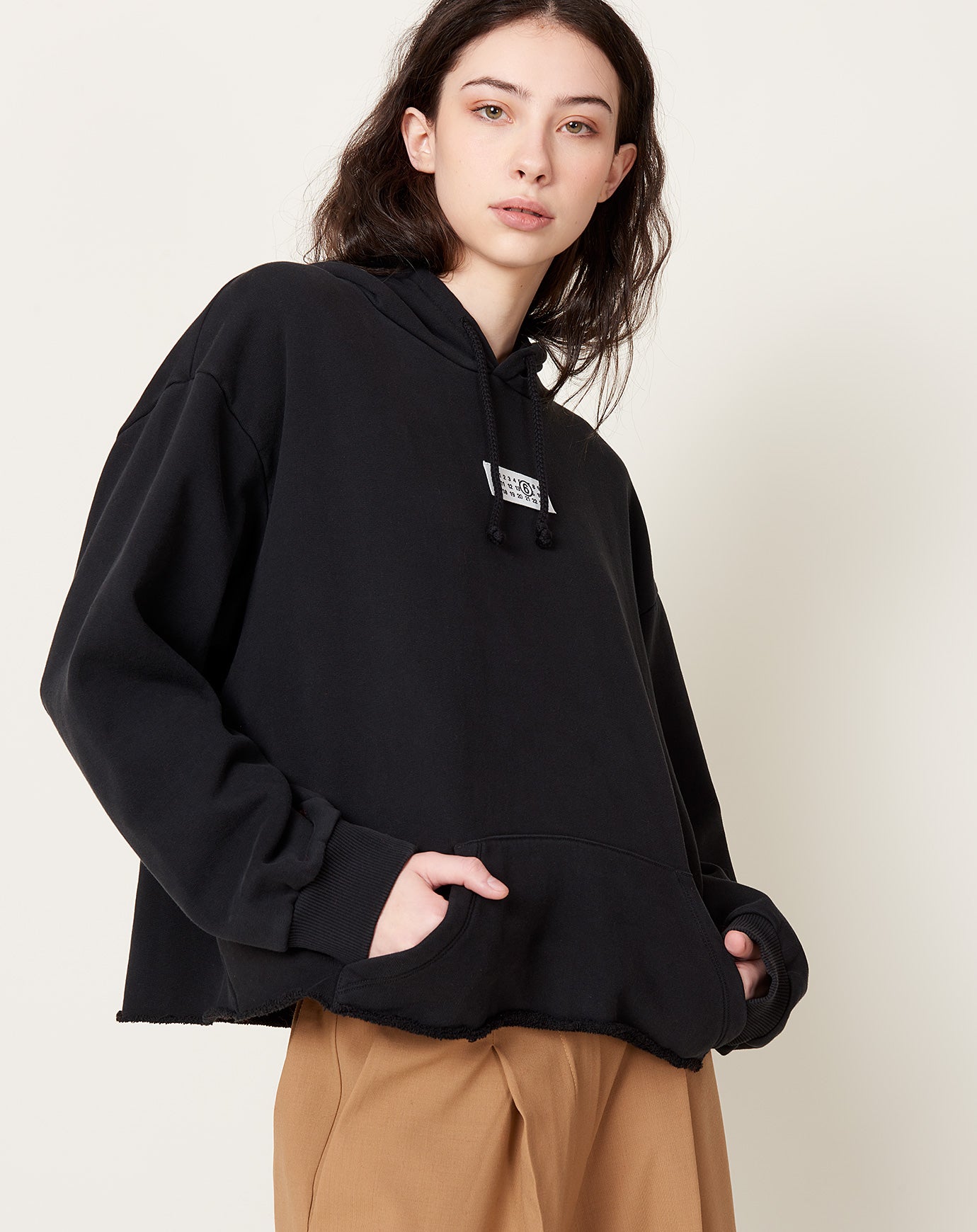 MM6 Unbrushed Hooded Sweatshirt in Black