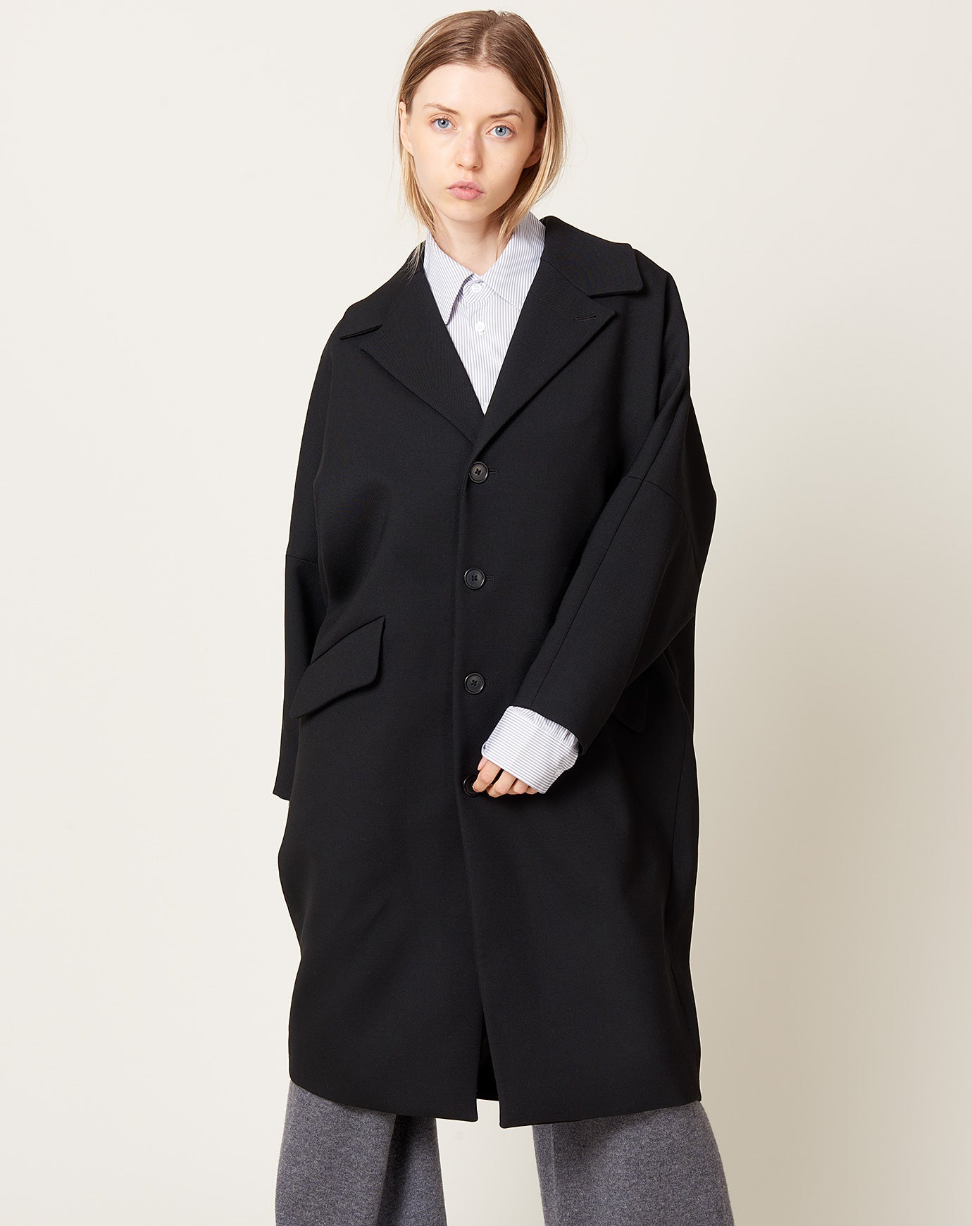 MM6 Wool Gabardine Coat in Black