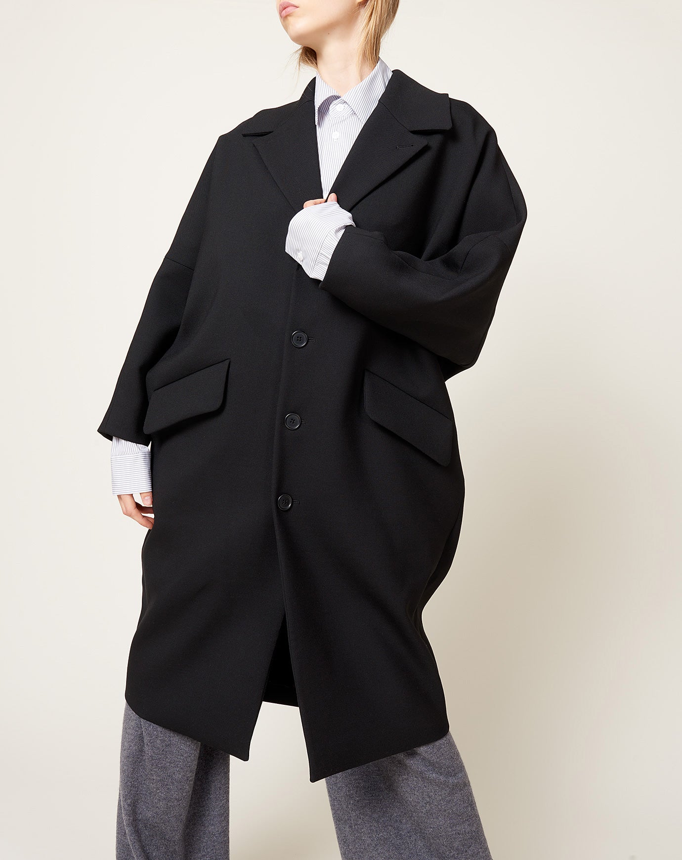 MM6 Wool Gabardine Coat in Black