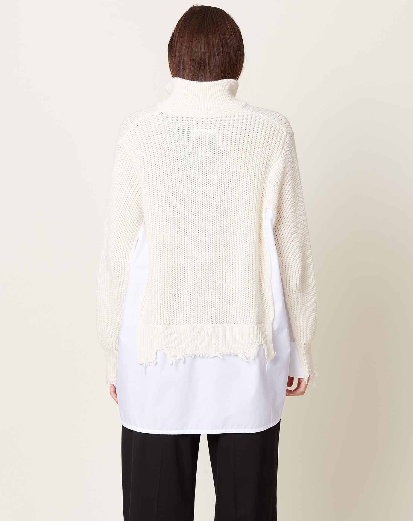 MM6 Zip Cardigan with Shirt Detail in White