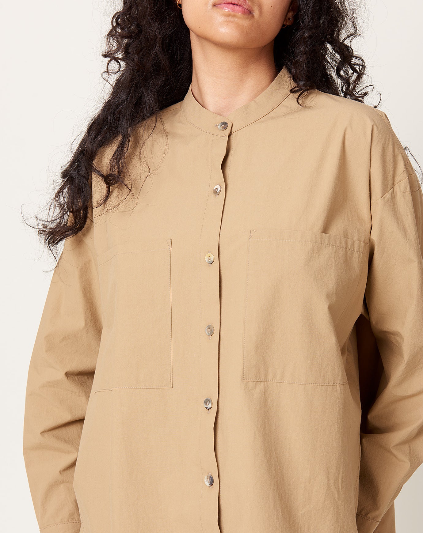 Modern Weaving Oversize Button Down in Khaki