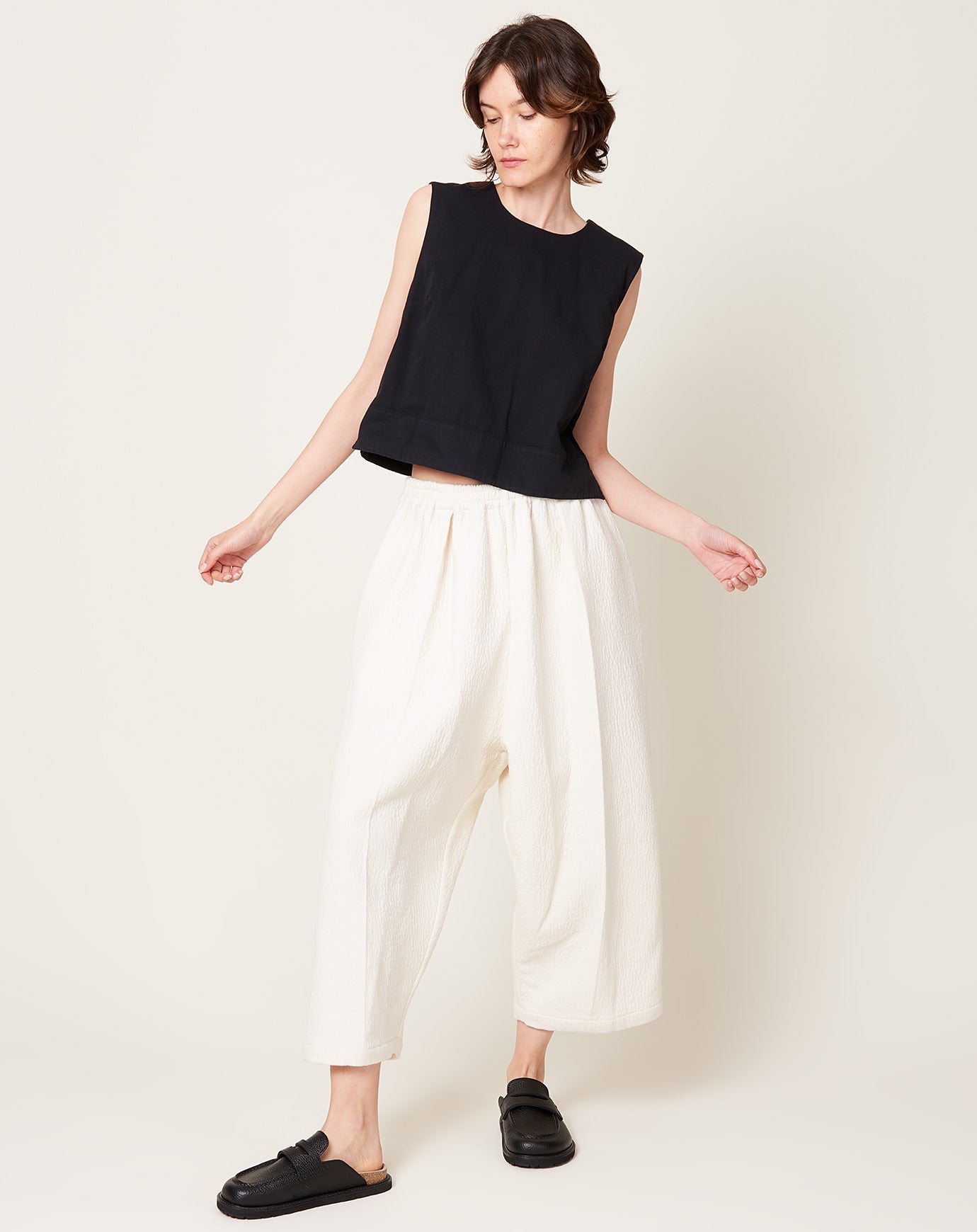 Modern Weaving Relaxed Crop Pleat Pant in Italian Wool Bouclé