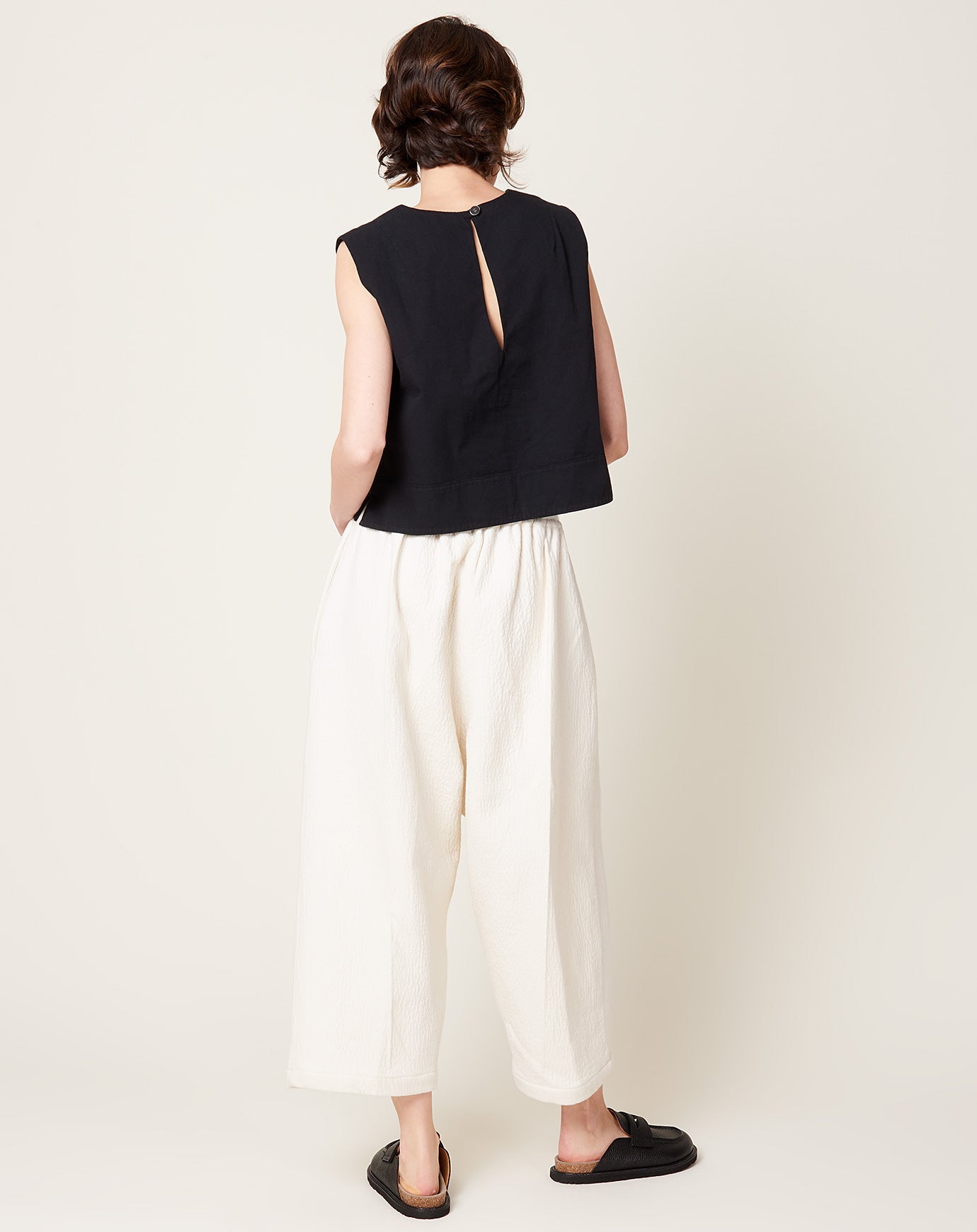 Modern Weaving Relaxed Crop Pleat Pant in Italian Wool Bouclé