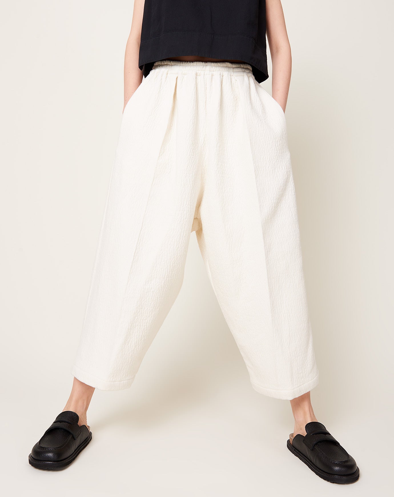 Modern Weaving Relaxed Crop Pleat Pant in Italian Wool Bouclé