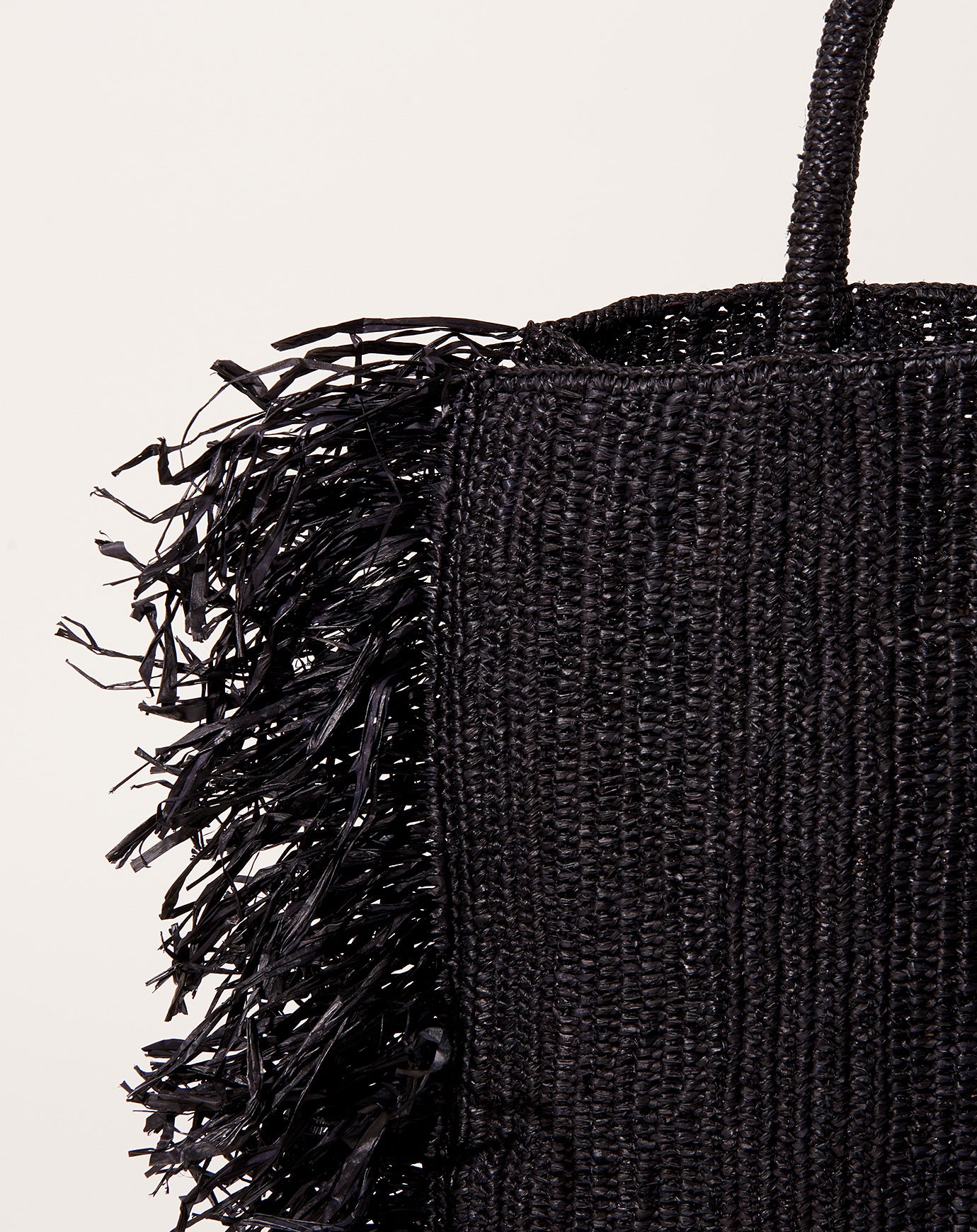 Modern Weaving Straight Fringe Square Bag in Black