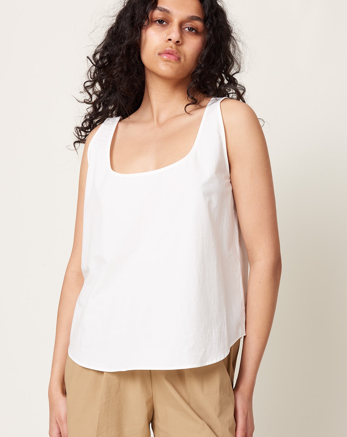 Modern Weaving Tank Top in Off White