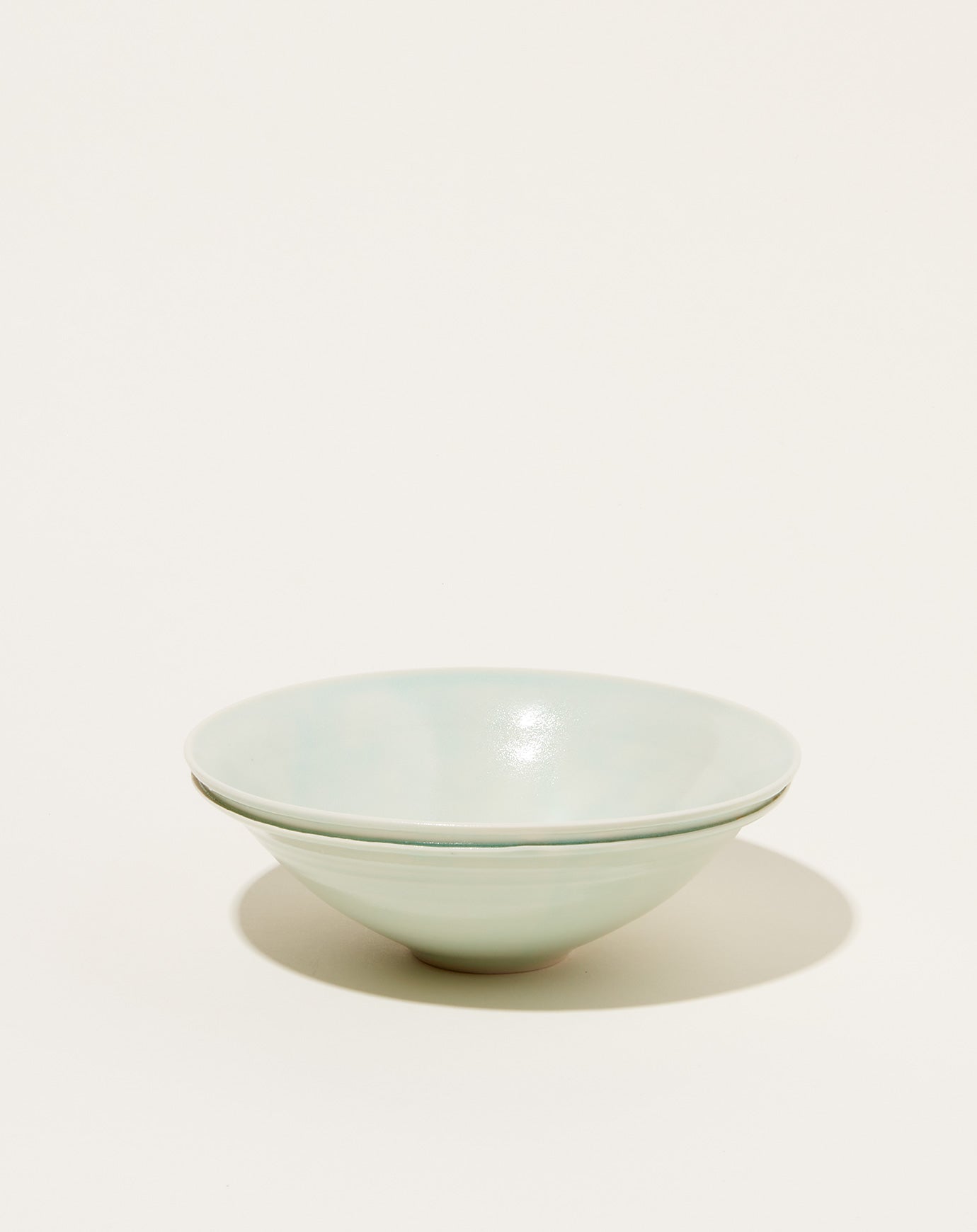 Monohanako Medium Large Double Lip Bowl in Celedon