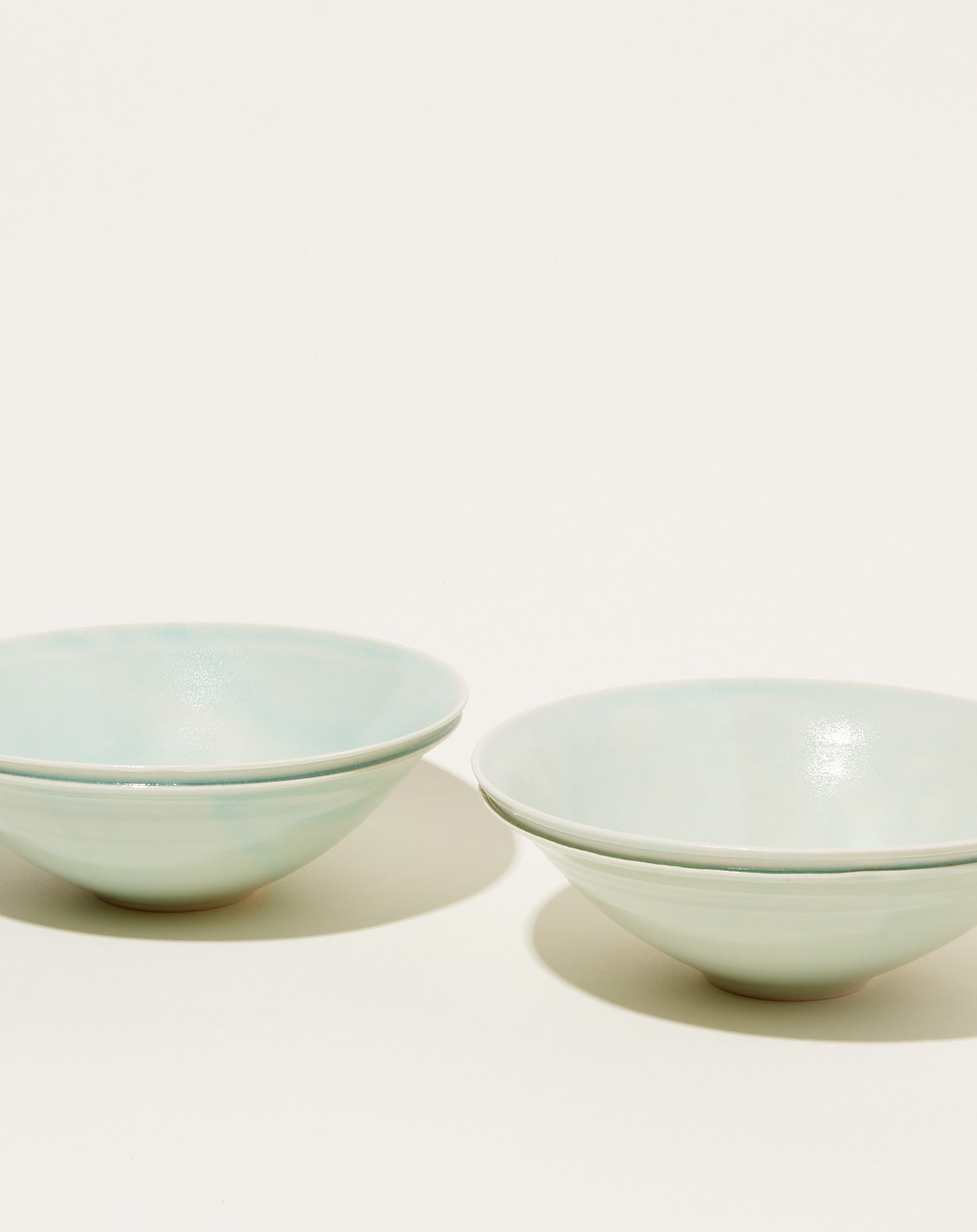 Monohanako Medium Large Double Lip Bowl in Celedon