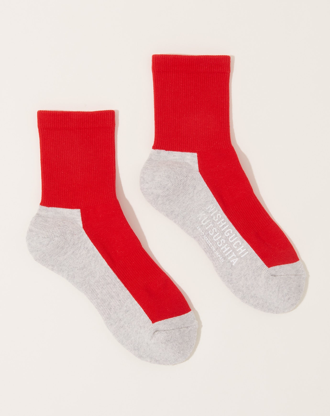 Nishiguchi Kutsushita Cotton Cashmere Walk Socks in Red Sox