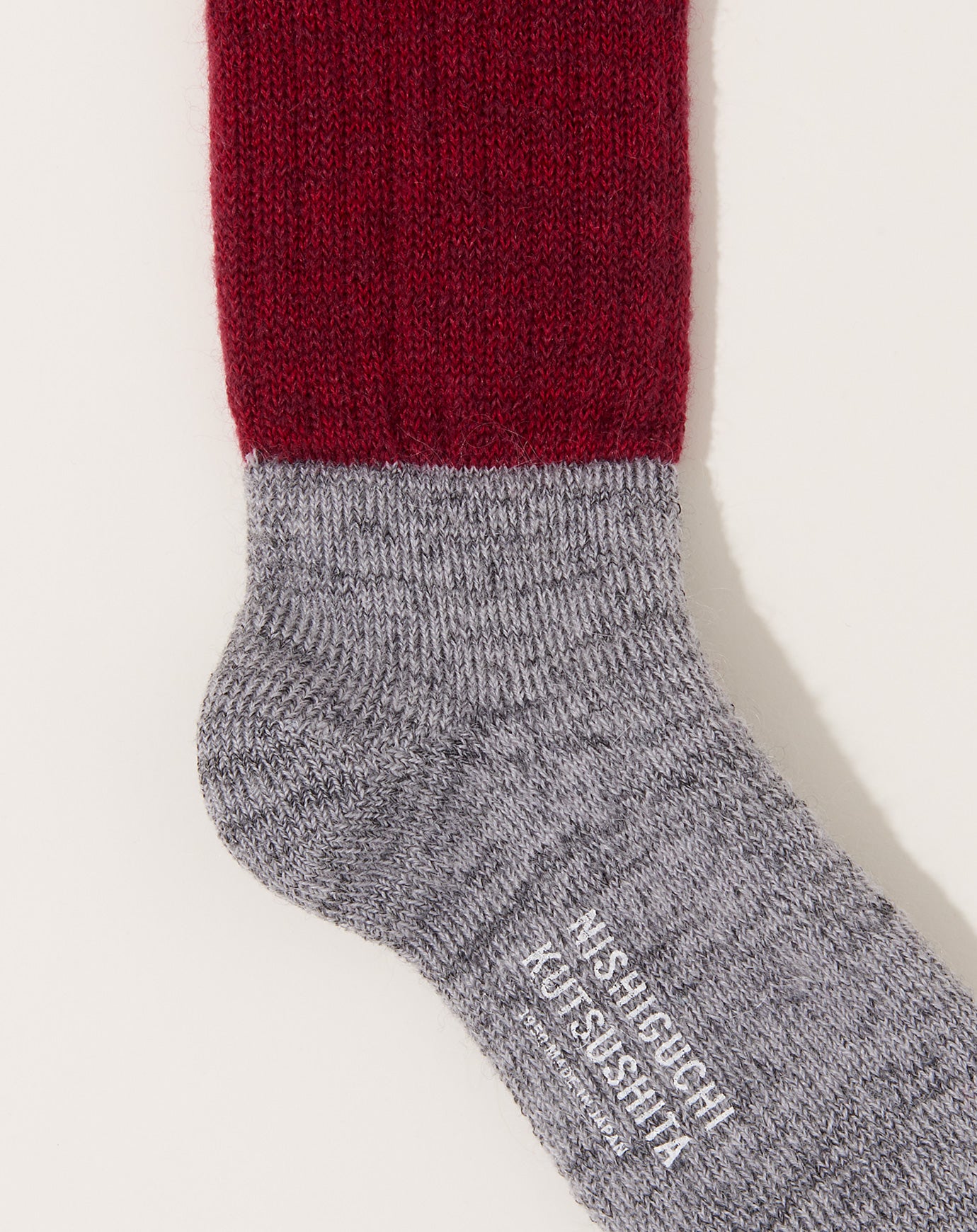 Nishiguchi Kutsushita Mohair Wool Pile Socks in Bordeaux