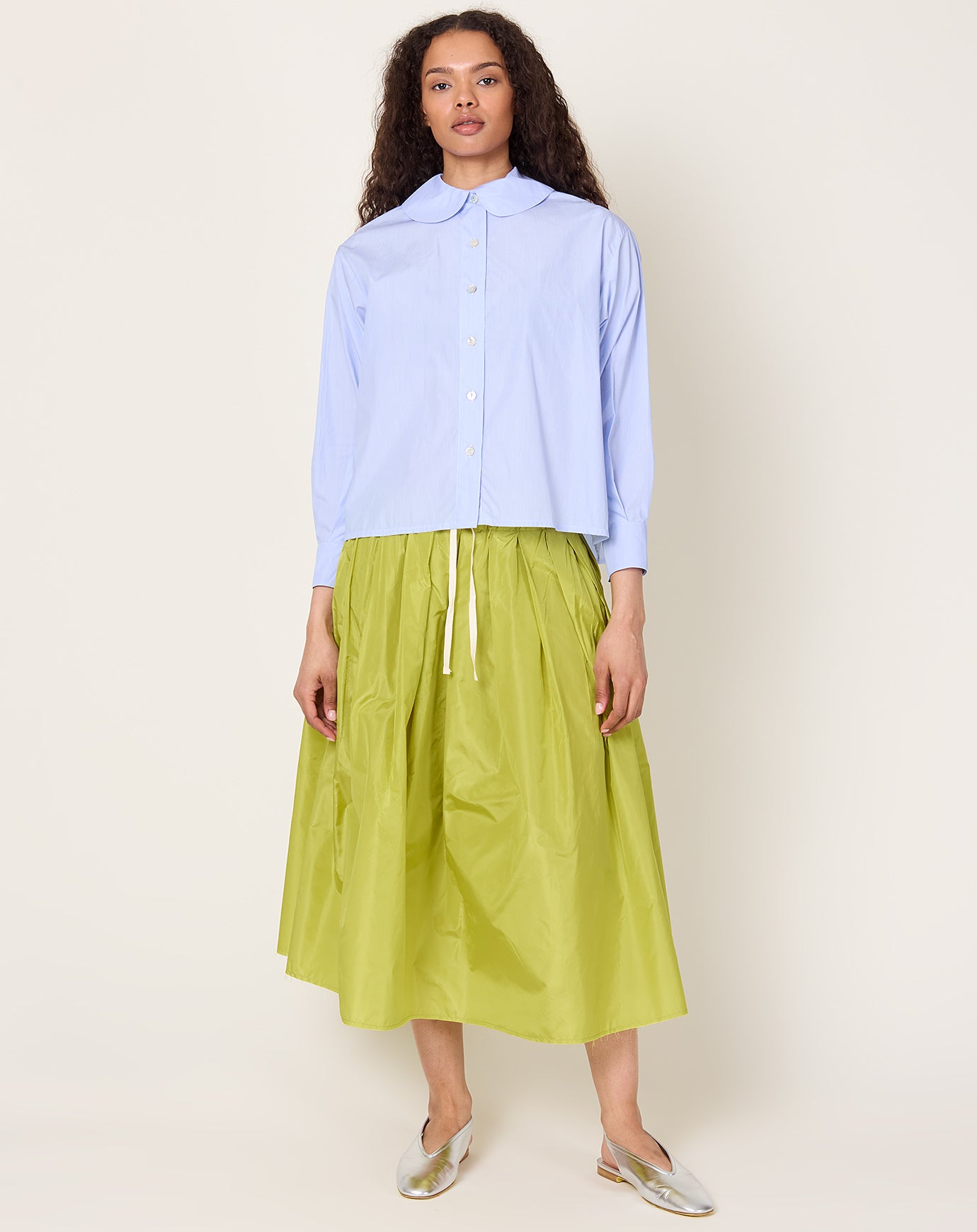NITTO Gelsa Skirt in Pistacchio Silk Taffeta
