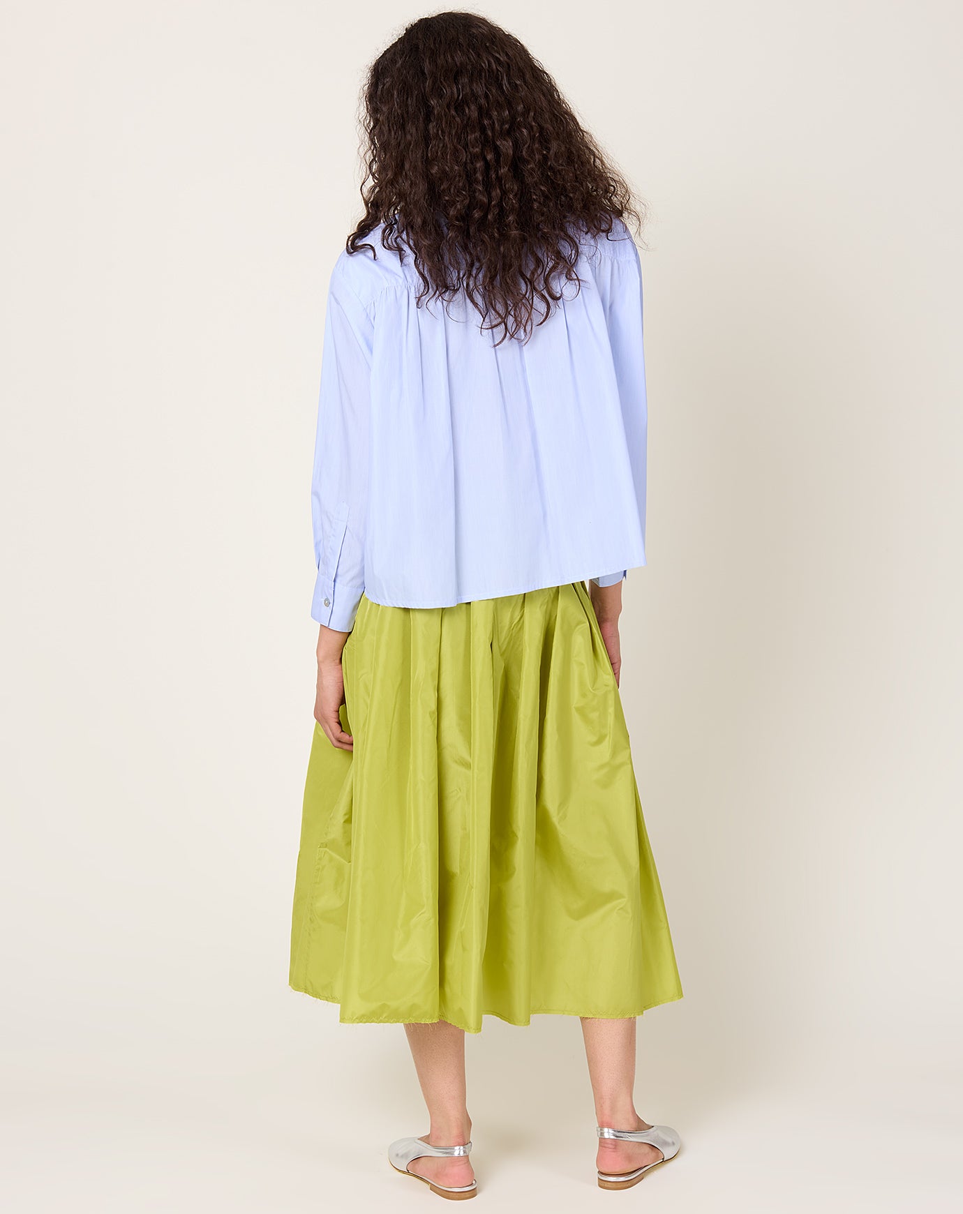 NITTO Gelsa Skirt in Pistacchio Silk Taffeta
