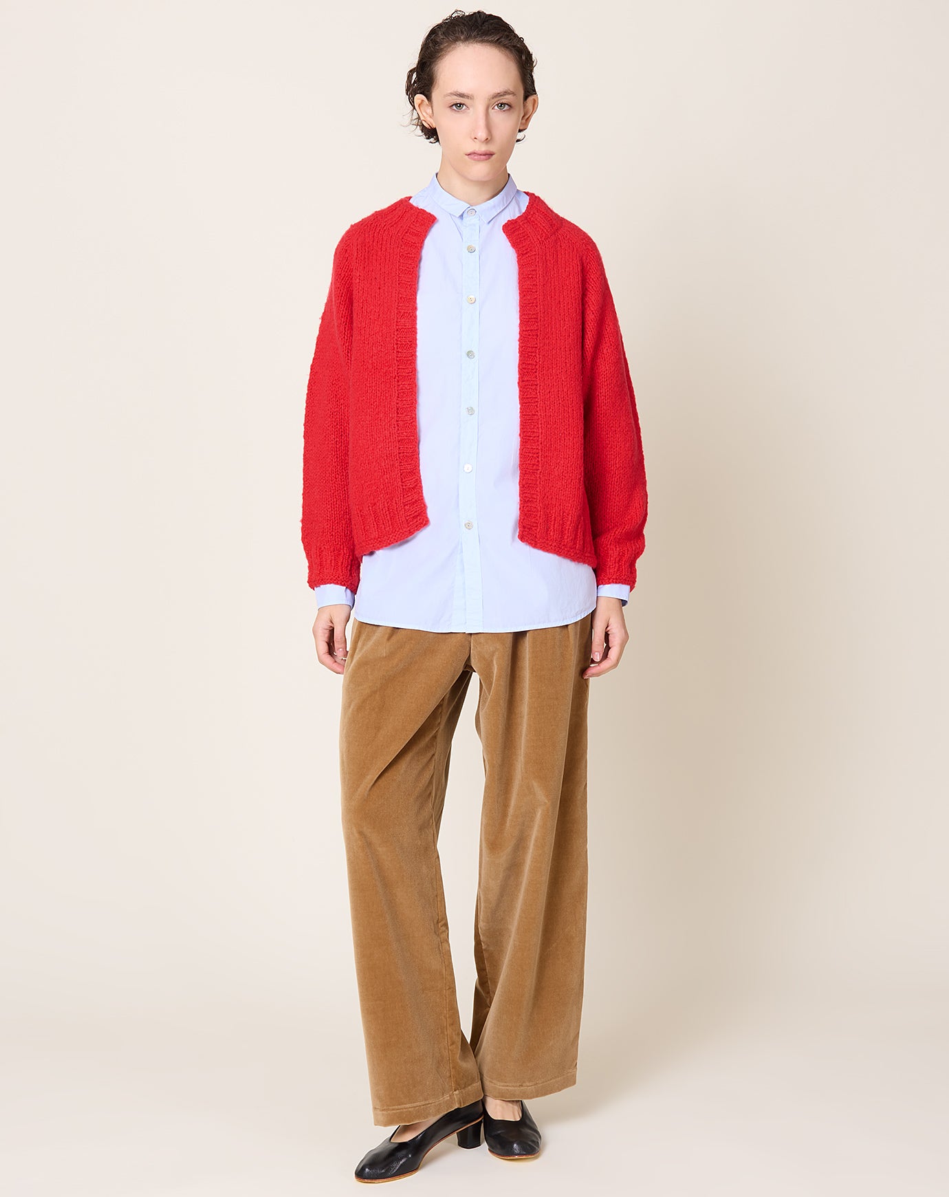 NITTO Brushed Cashmere Paleta Cardigan in Red