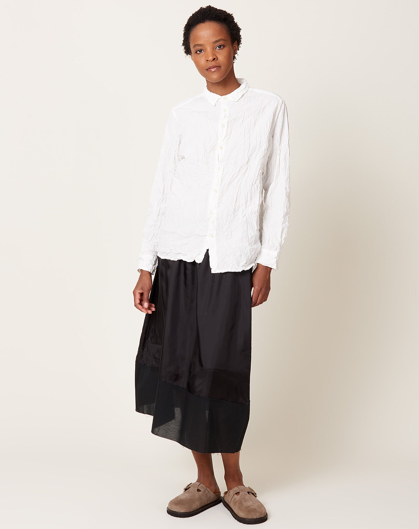 pas de calais Classic Crinkle Cotton Blouse in Off White