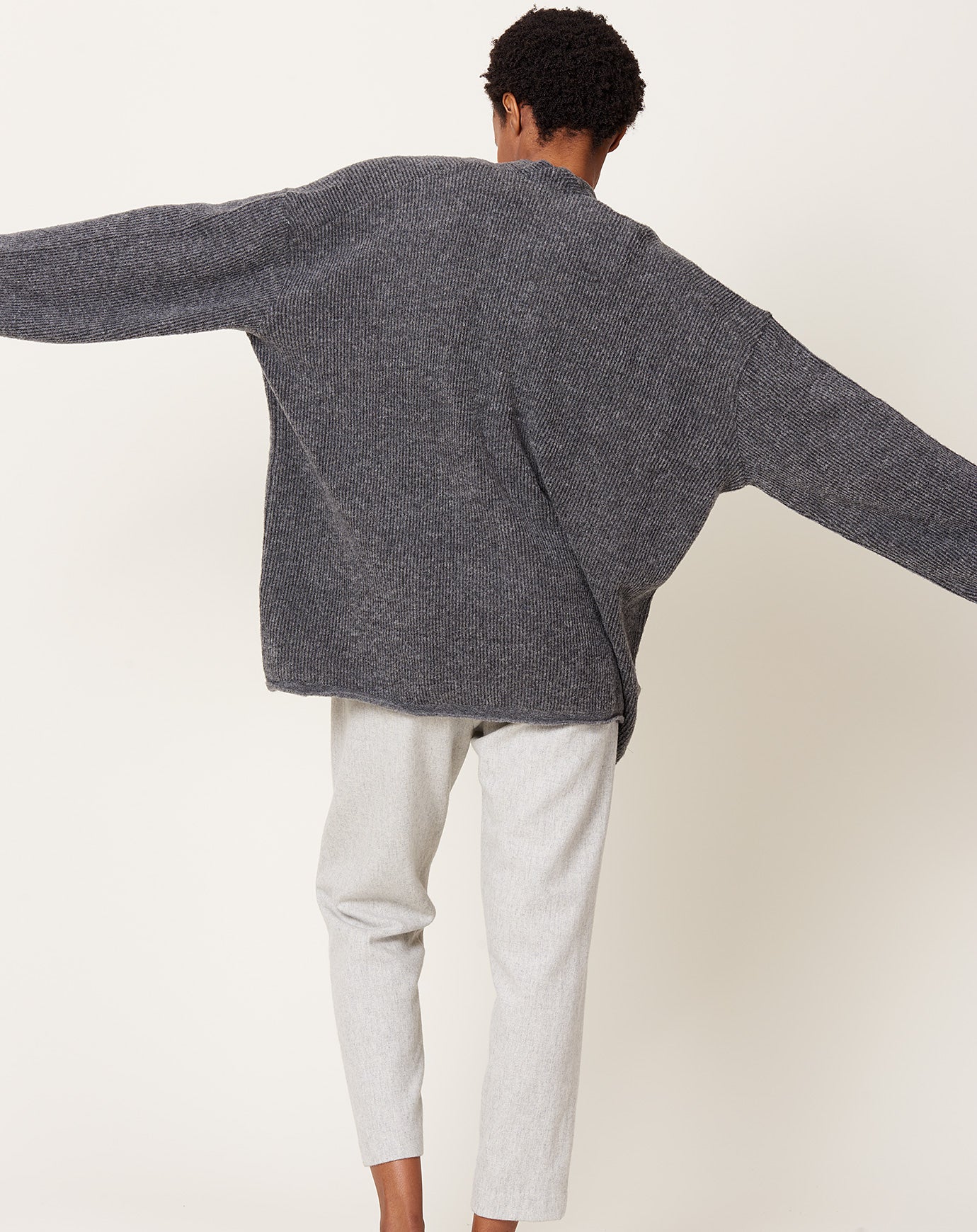 pas de calais Fine Bouclé Knit Cardigan in Heather Grey