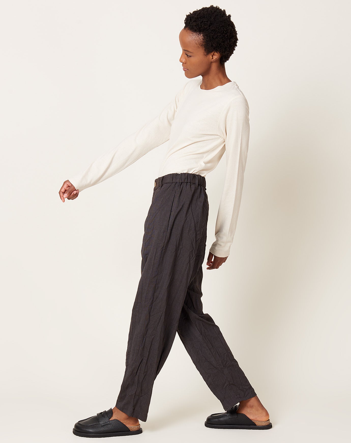 pas de calais Pin Dot Crinkle Easy Pants in Brown