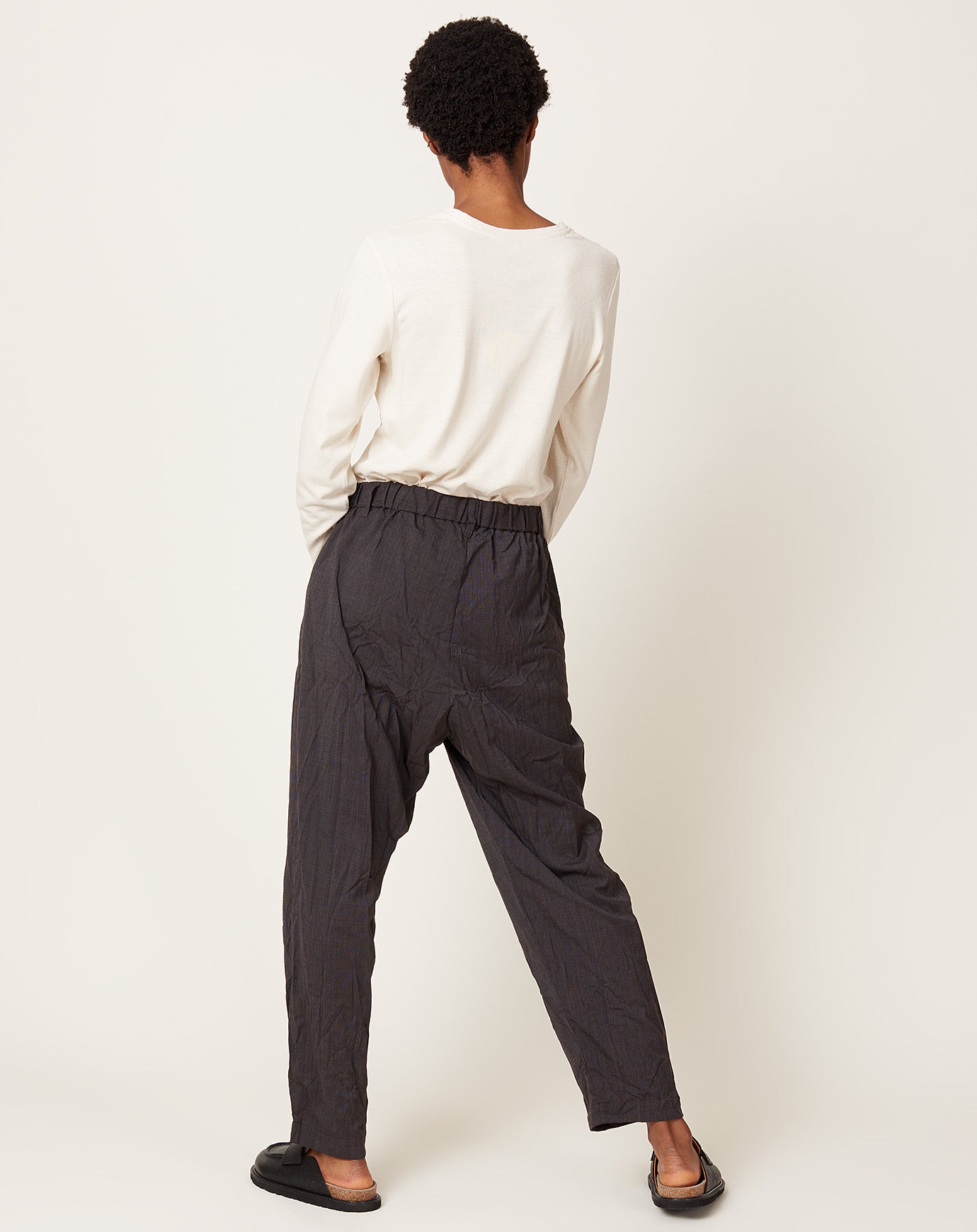 pas de calais Pin Dot Crinkle Easy Pants in Brown