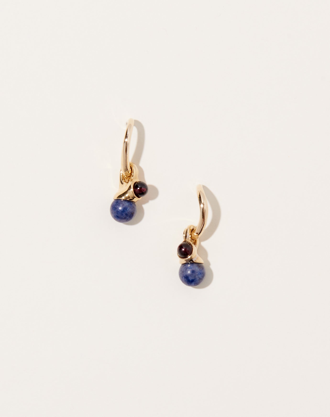 Quarry Brass Aren Earring in Garnet and Sodalite