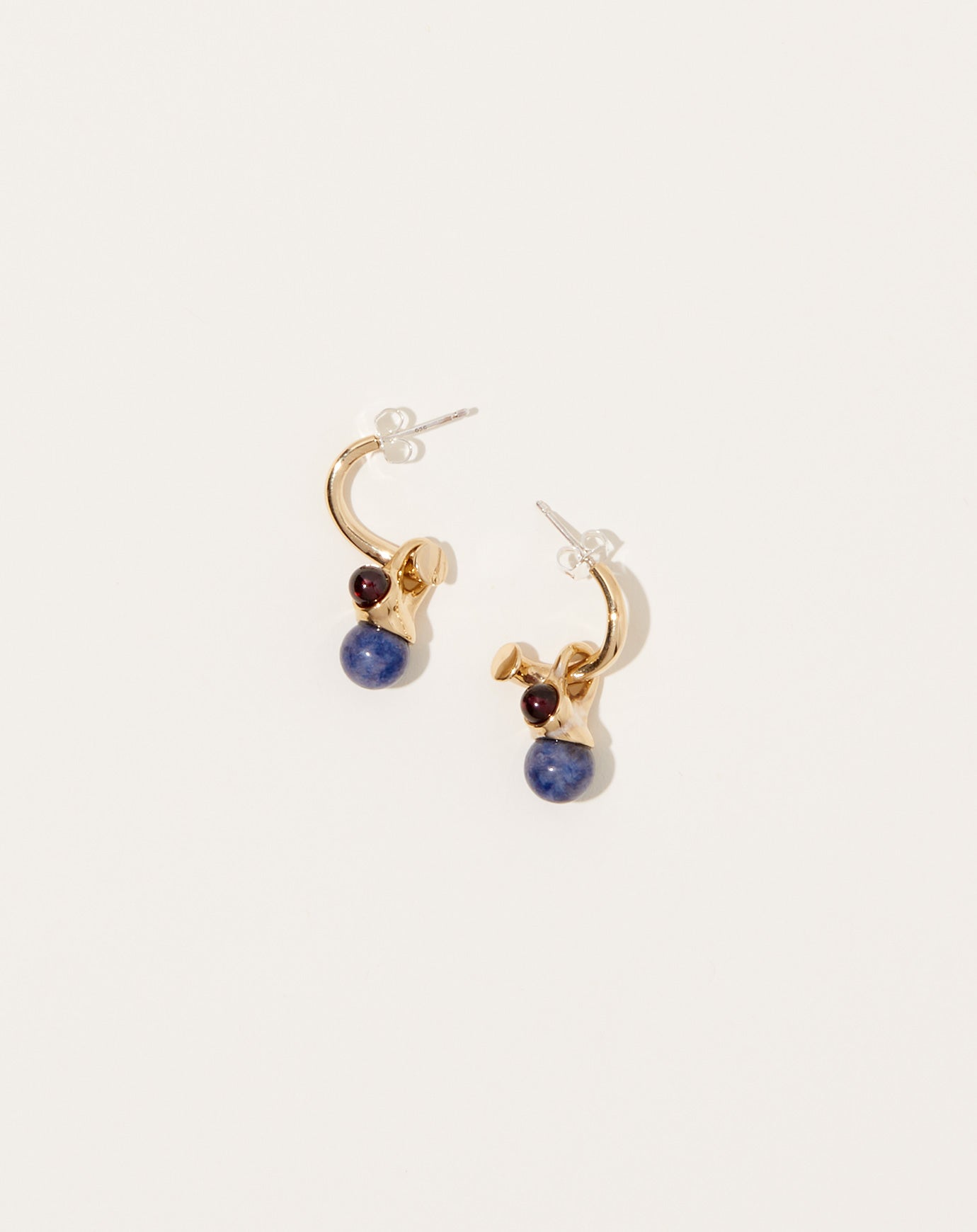 Quarry Brass Aren Earring in Garnet and Sodalite