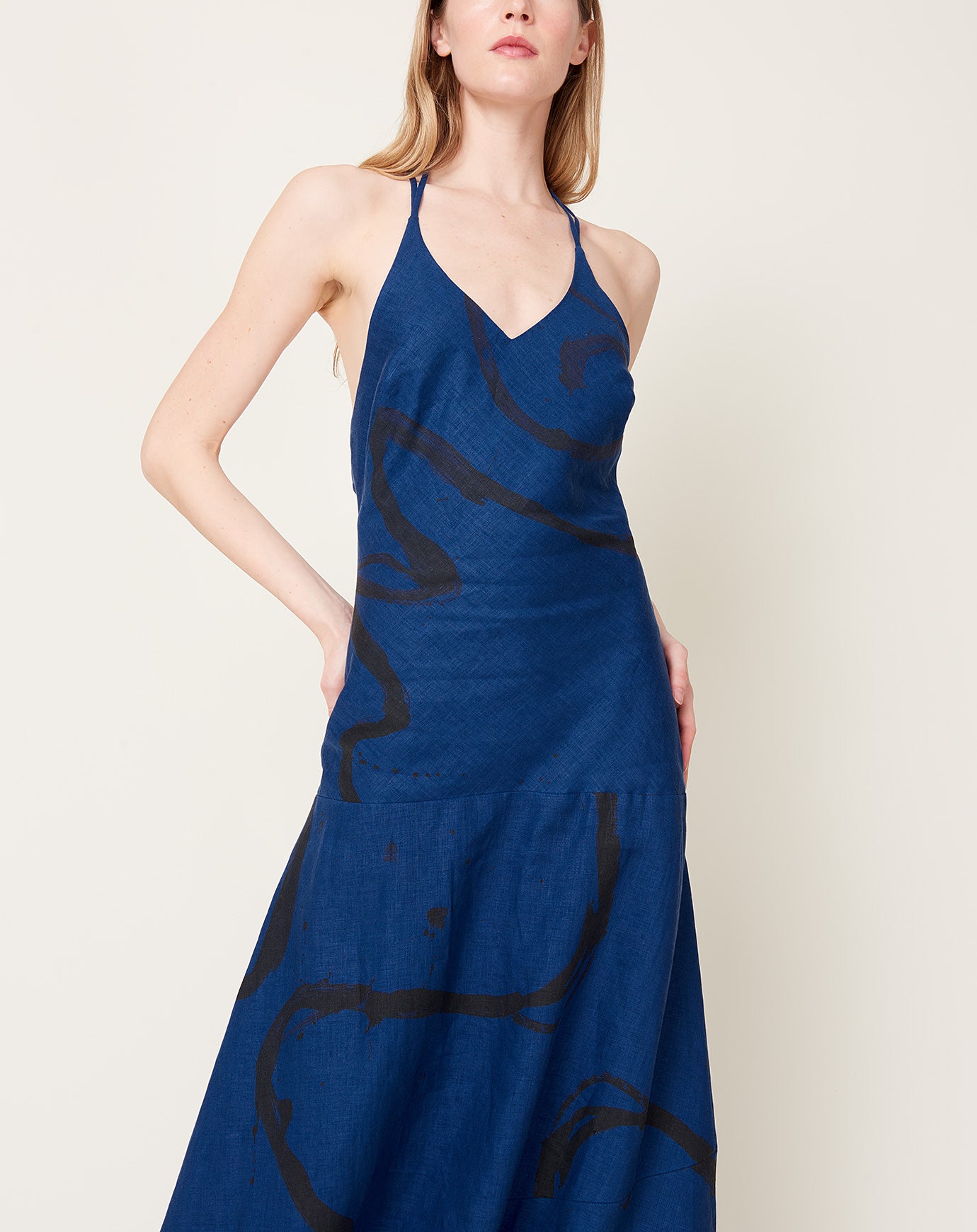 Rachel Comey Formi Dress in Navy Joan Lines Linen