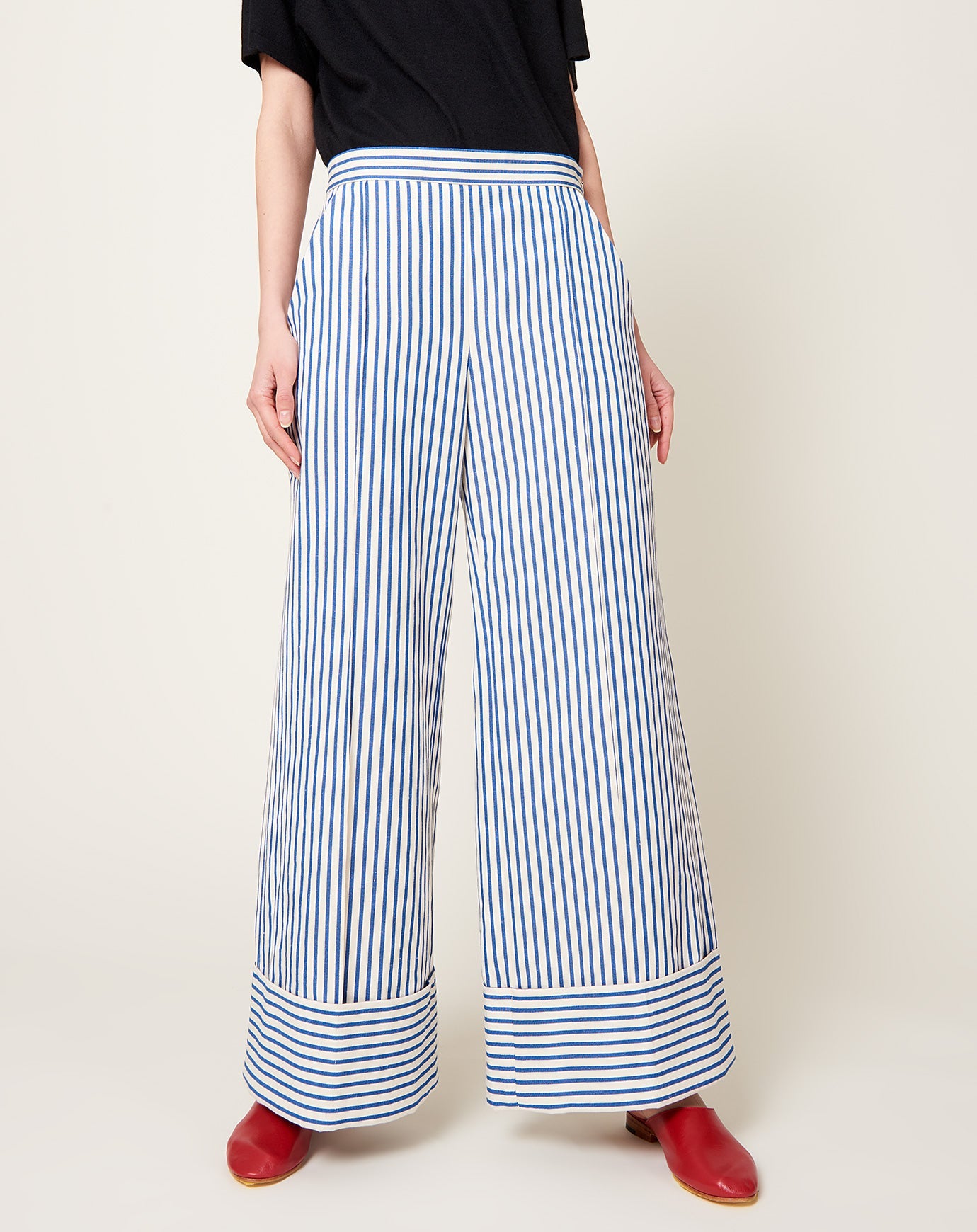 Rachel Comey Ilana Pant in Blue Stripe Canvas