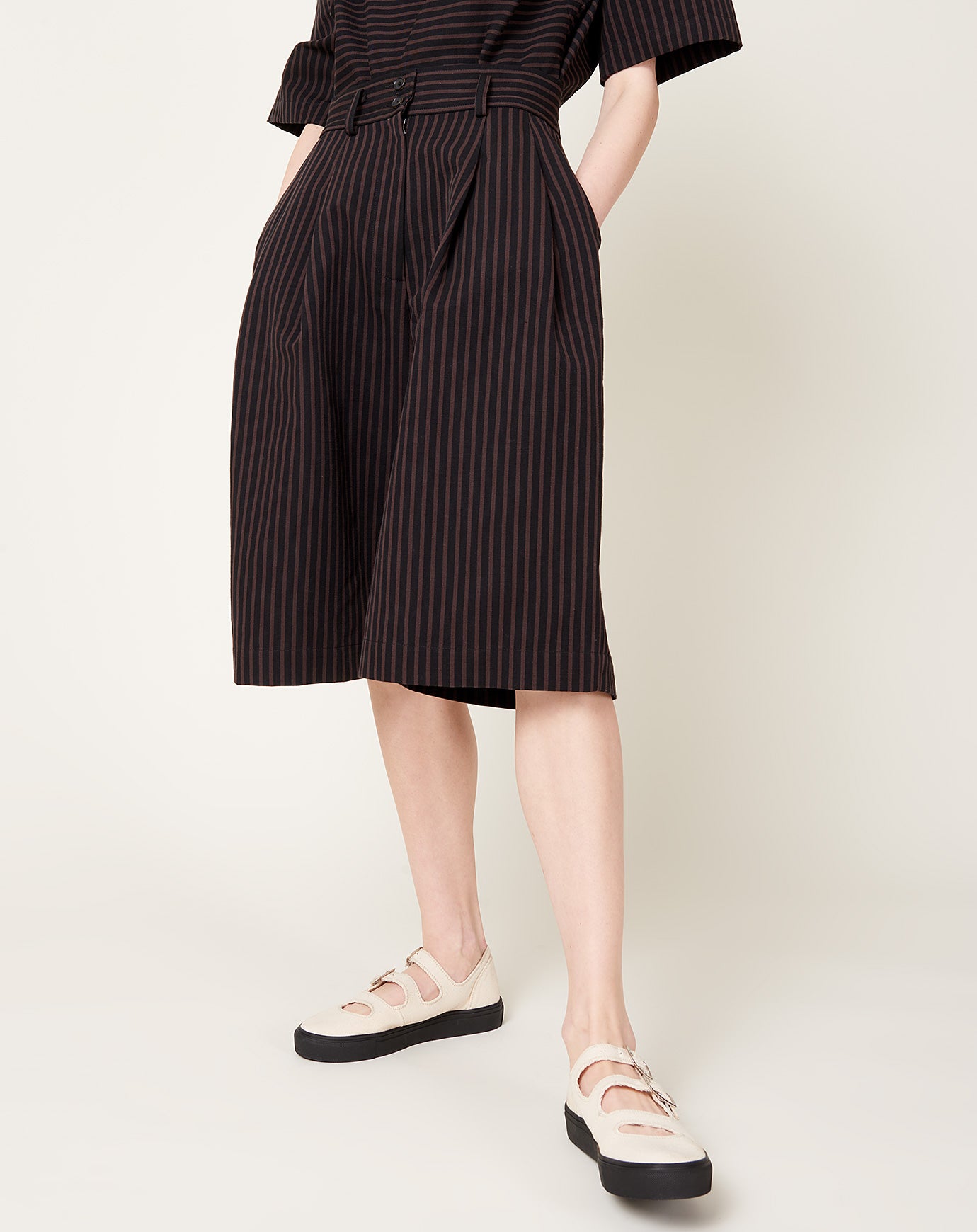 Rachel Comey Melio Short in Black Stripe Canvas