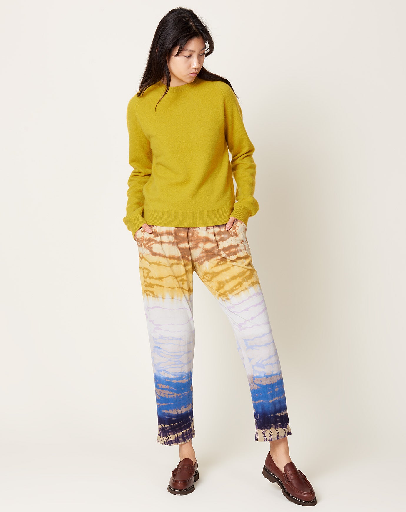 Raquel Allegra Brooke Pant in Rainbow Hues Tie Dye