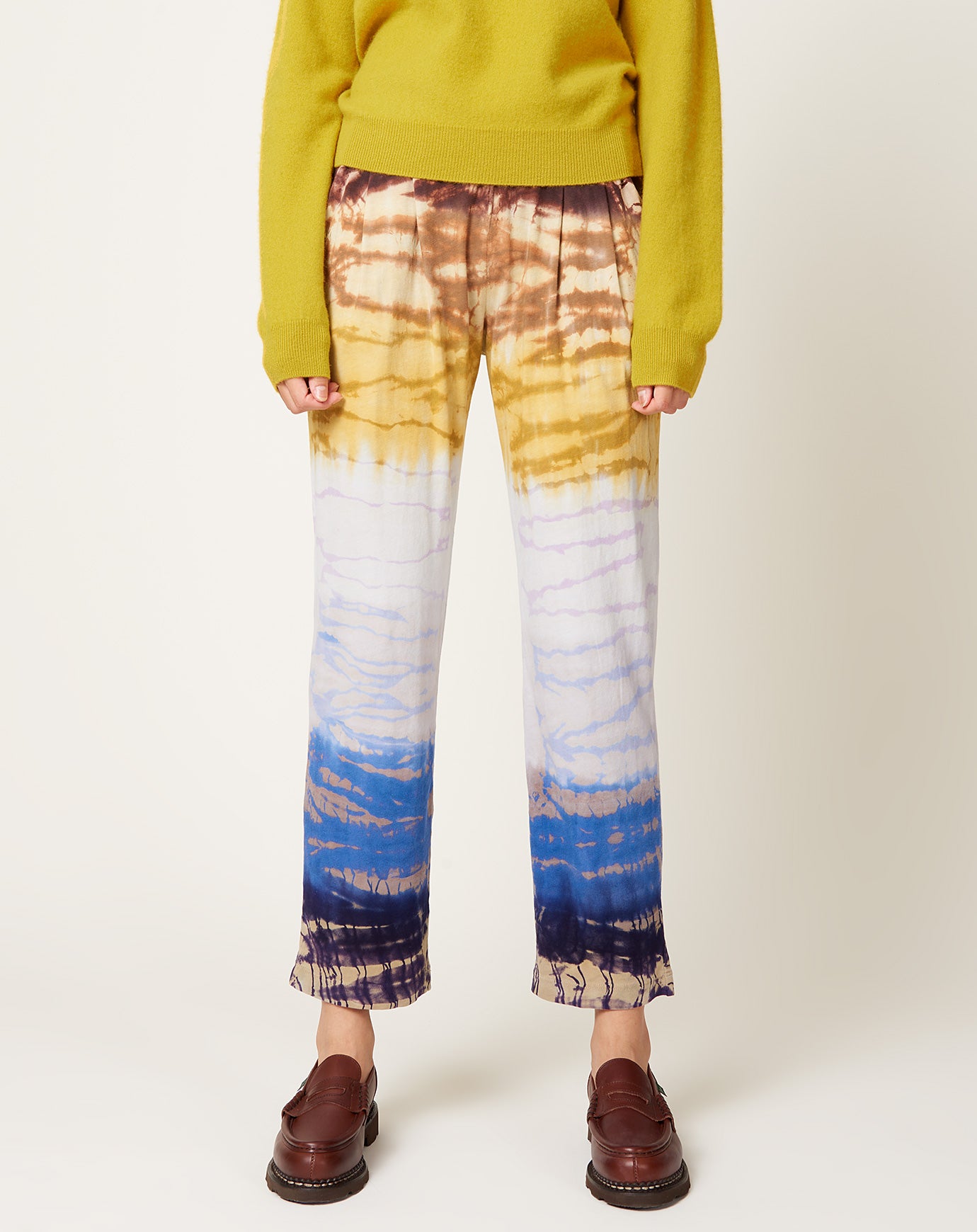 Raquel Allegra Brooke Pant in Rainbow Hues Tie Dye