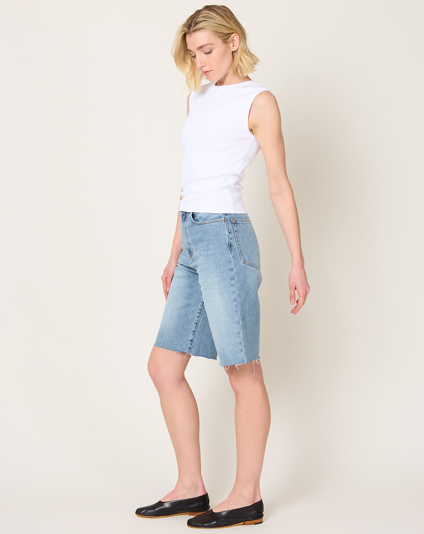 Róhe Baggy Fit Denim Shorts in Classic Blue