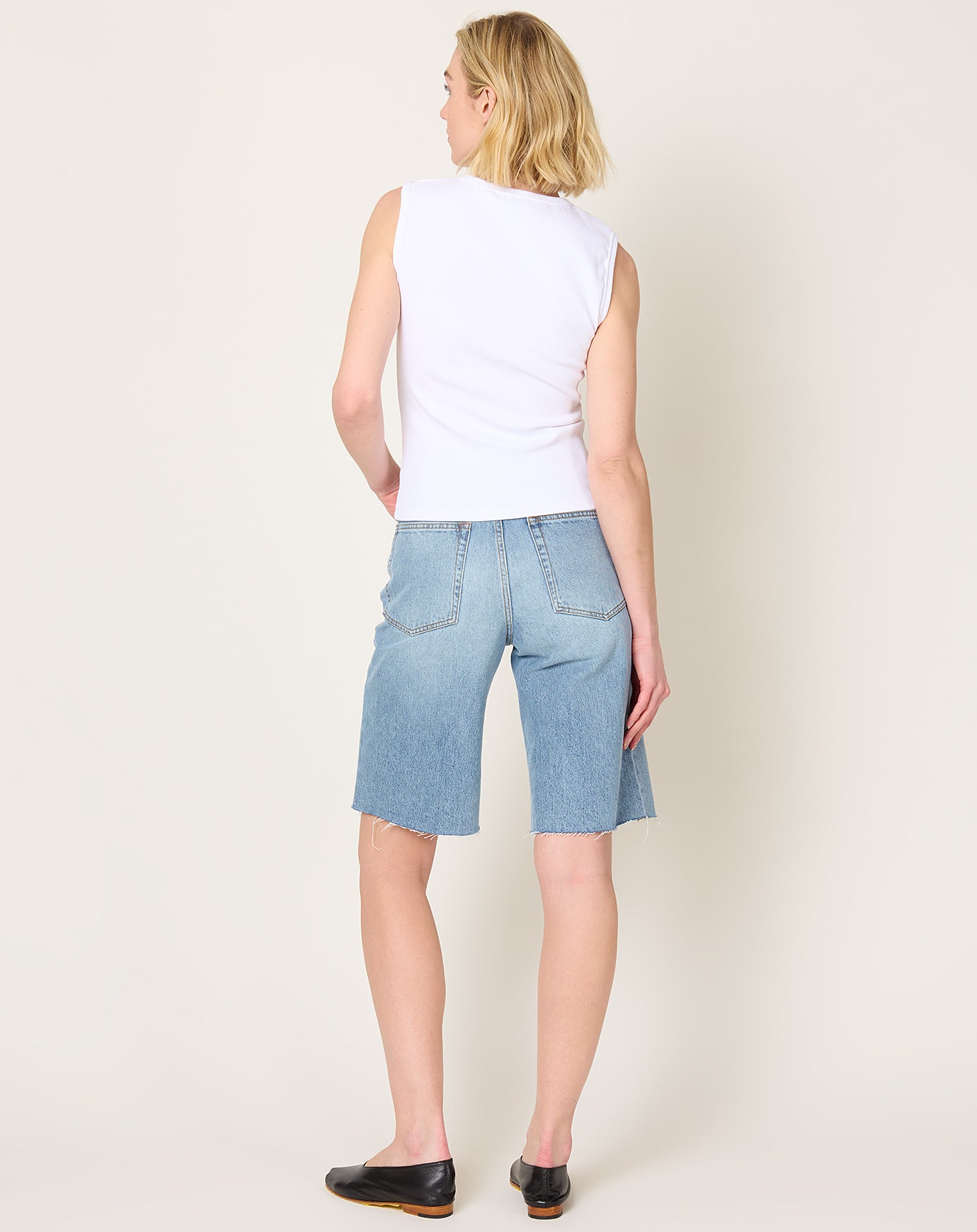 Róhe Baggy Fit Denim Shorts in Classic Blue