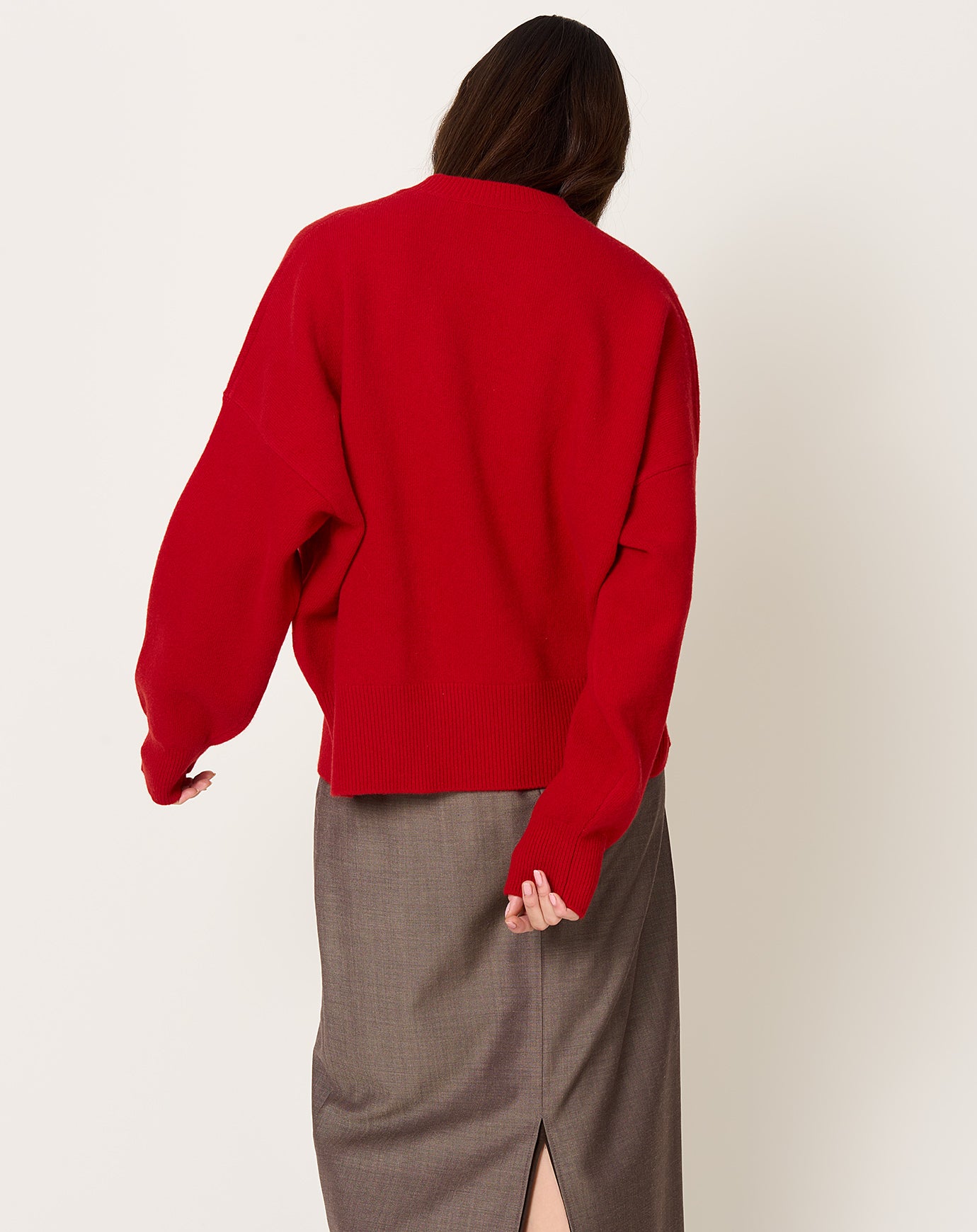 Róhe Boiled Wool Crewneck in Rosso
