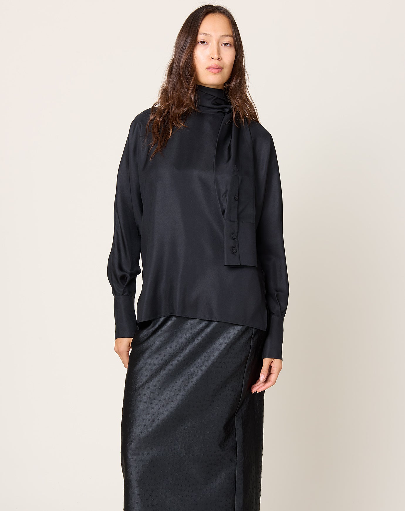 Róhe Foulard Silk Top in Black