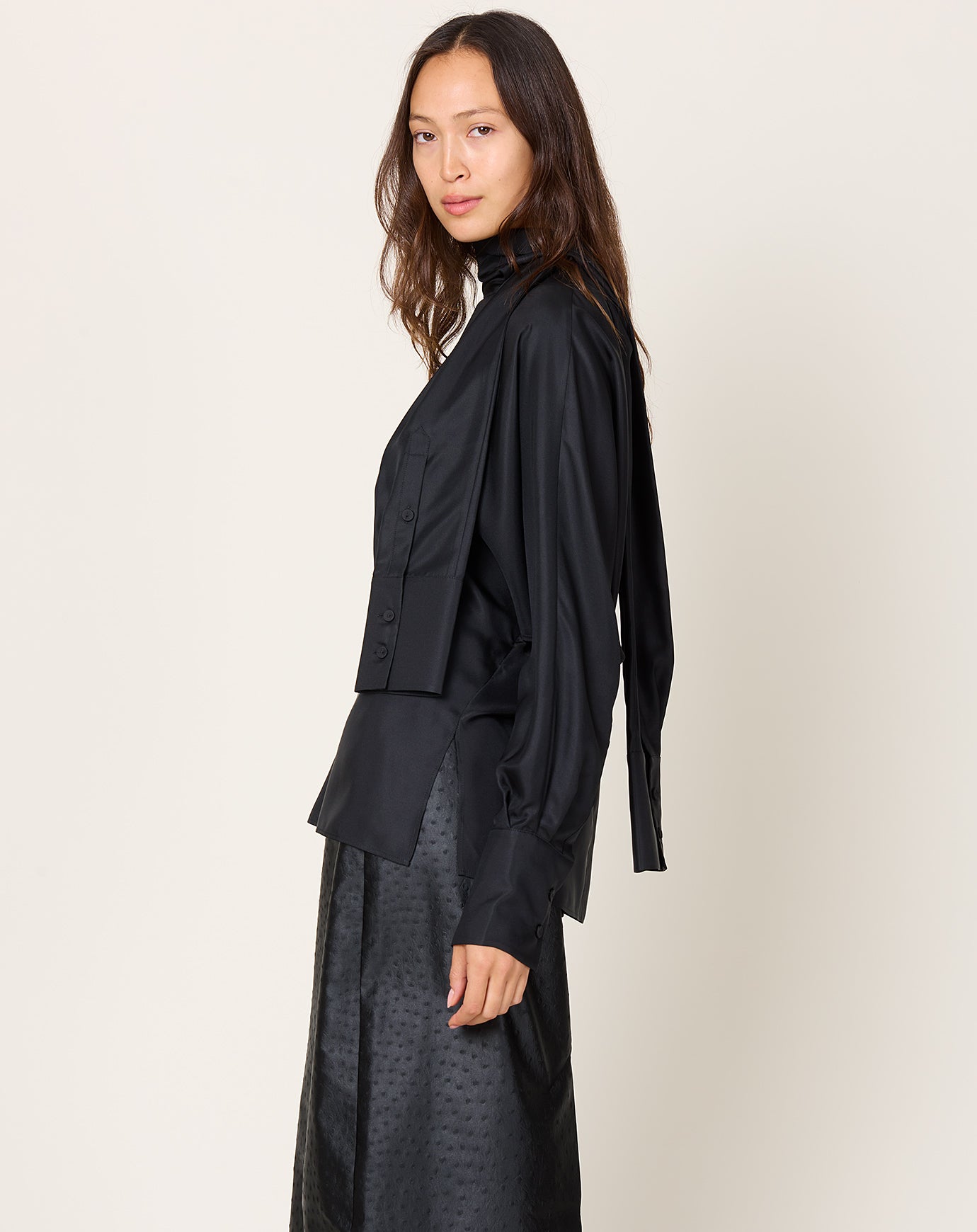 Róhe Foulard Silk Top in Black