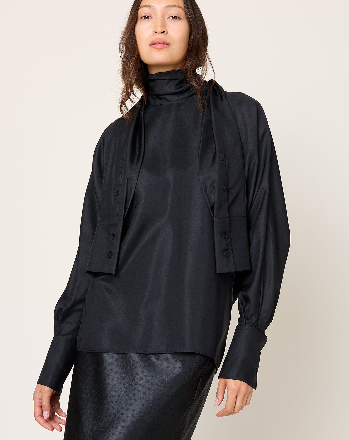 Róhe Foulard Silk Top in Black