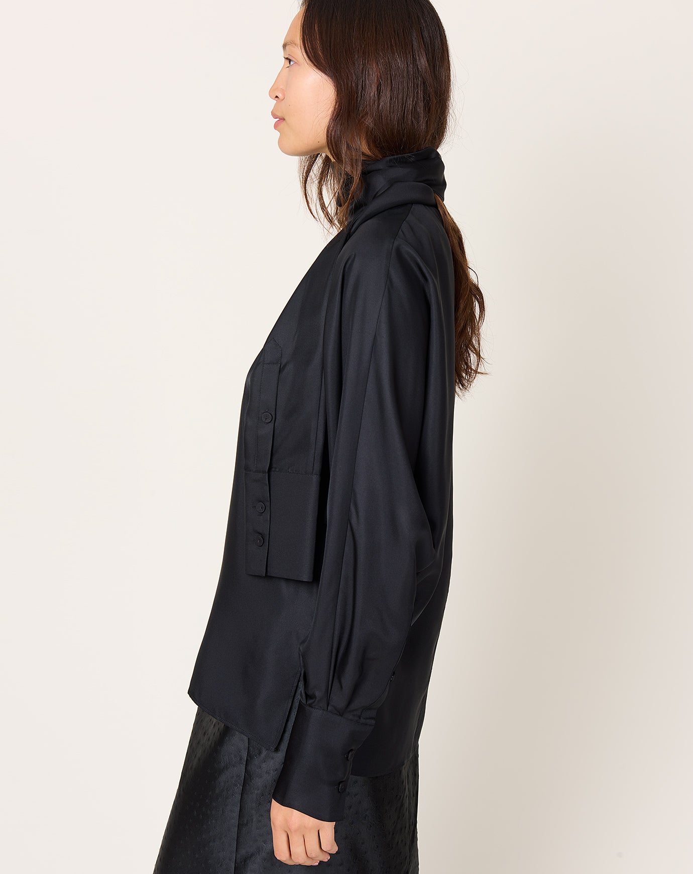 Róhe Foulard Silk Top in Black