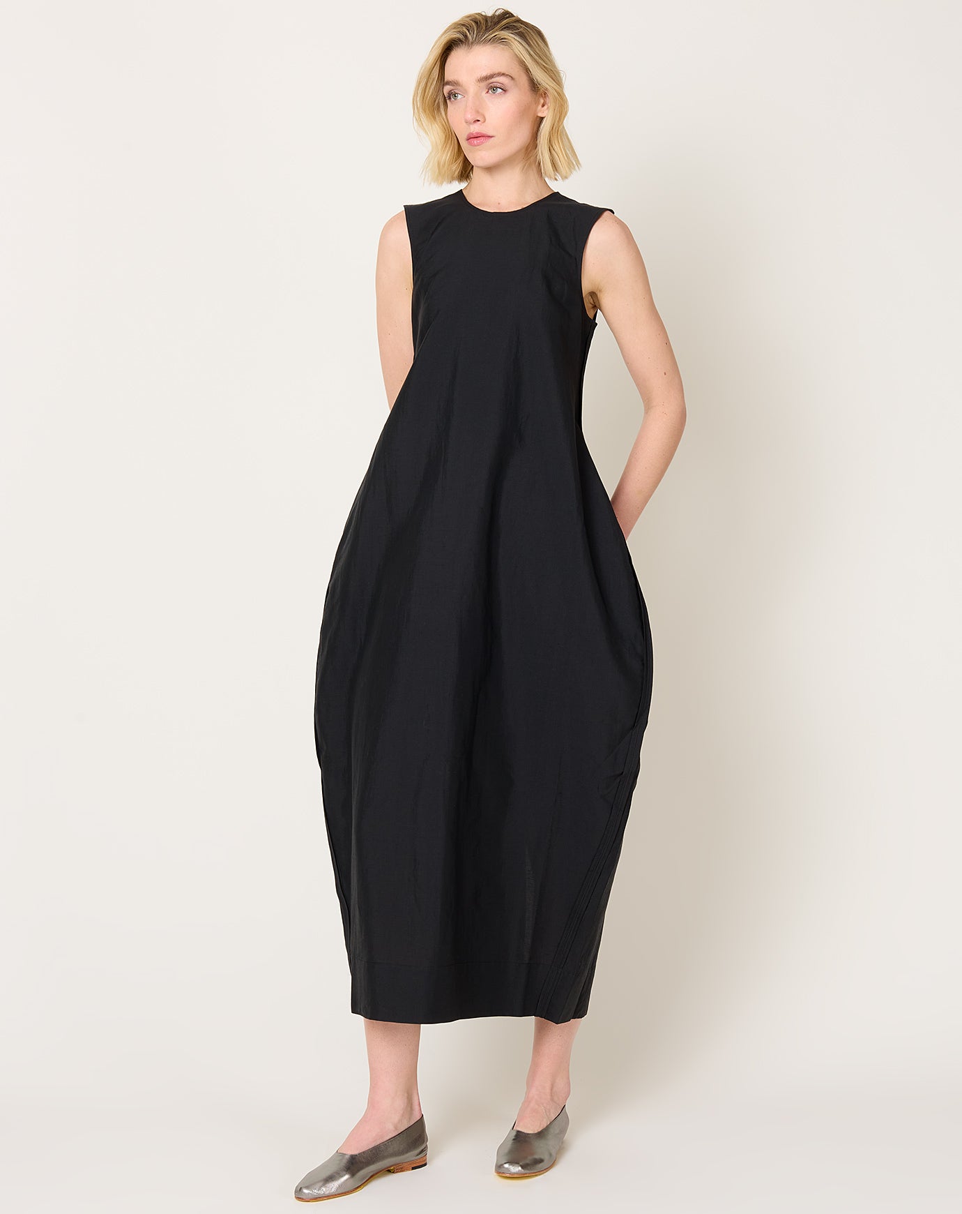 Róhe Hourglass Linen Silk Dress in Black
